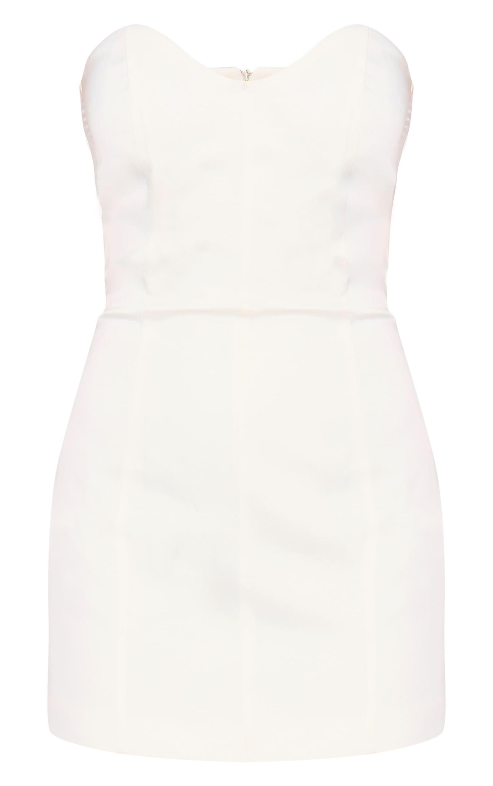 Cream Satin Sweetheart Neckline Mini Dress Product Image