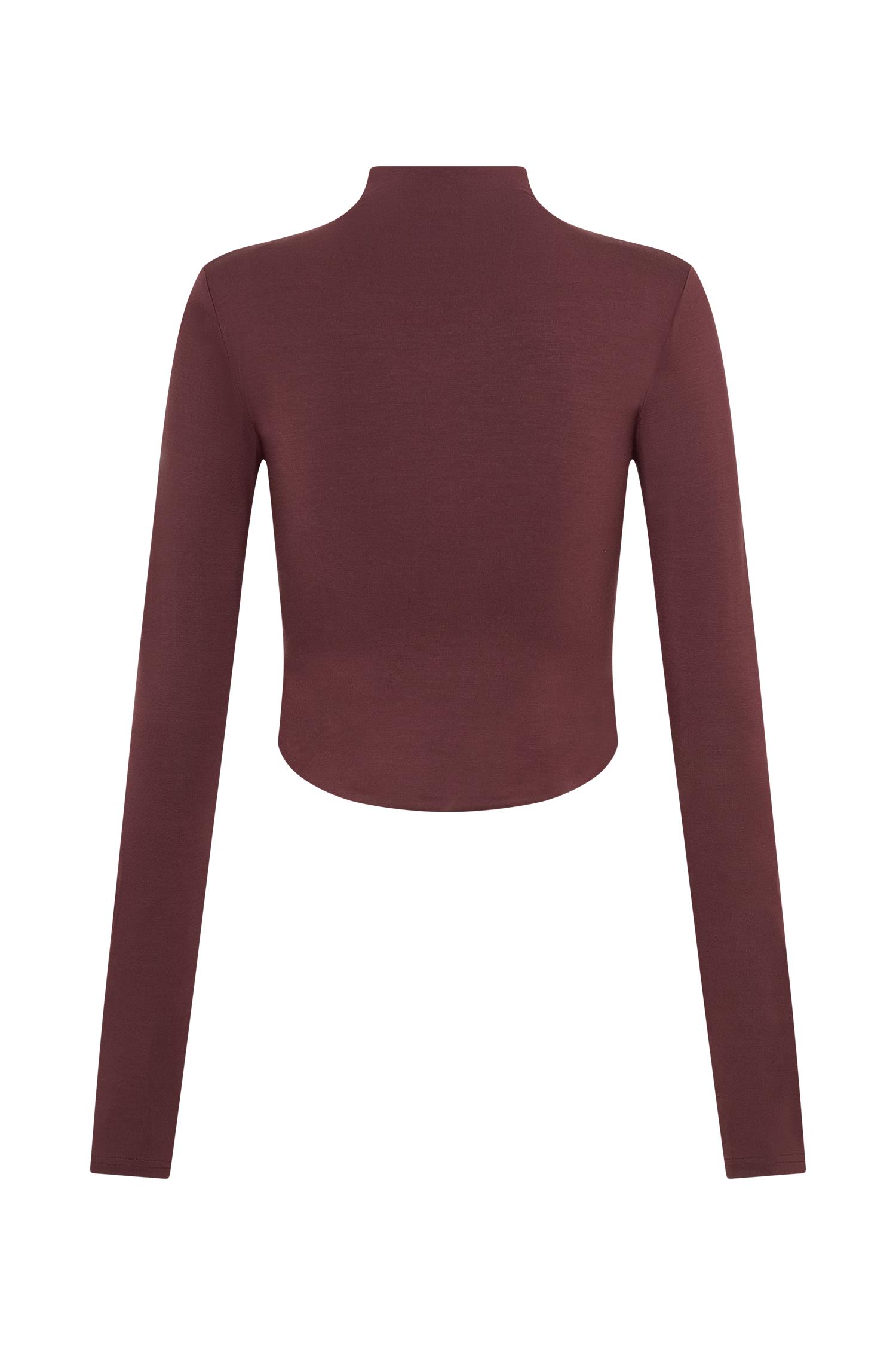 Ember Modal Long Sleeve High Neck Top - Mahogany Product Image