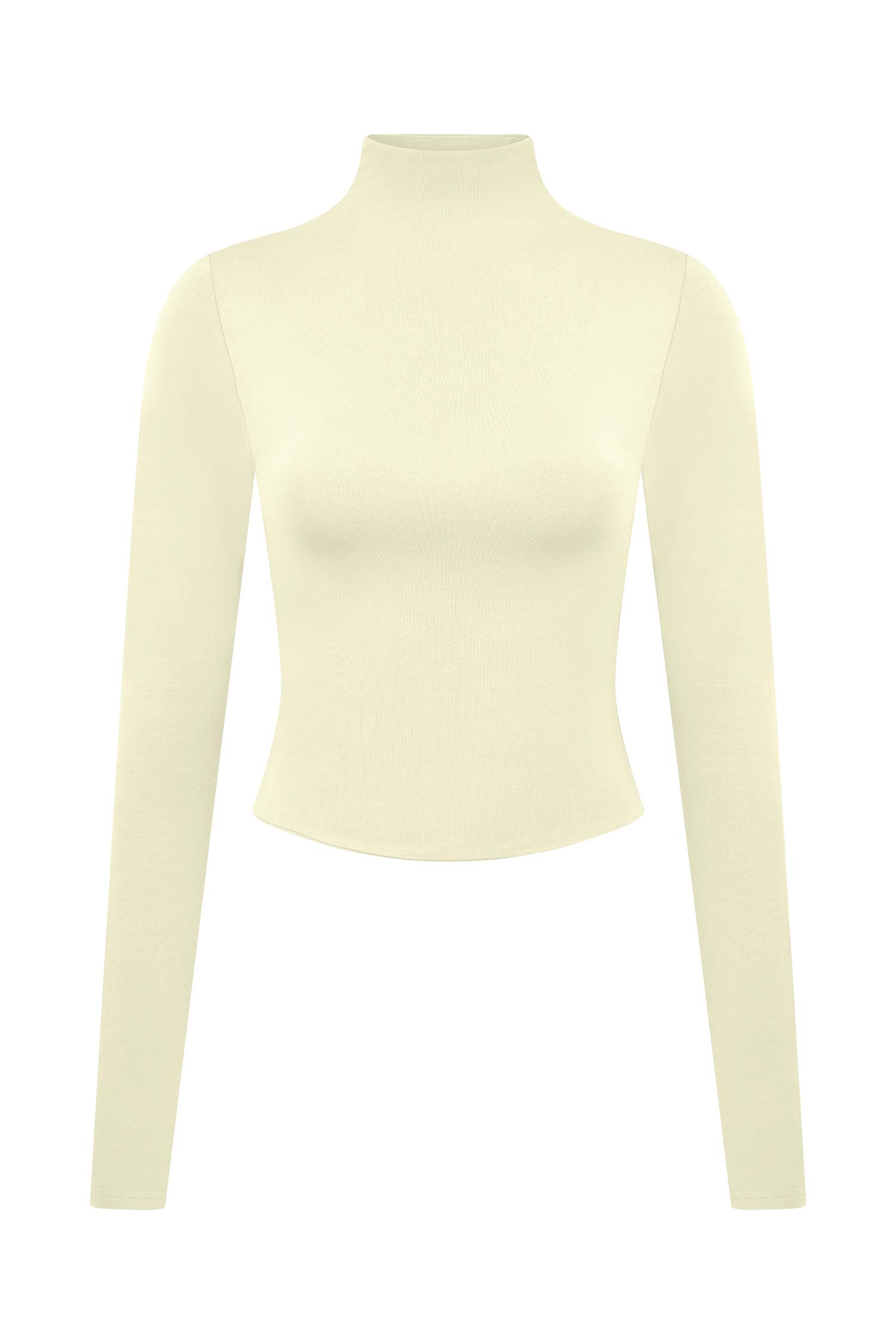 Ember Modal Long Sleeve High Neck Top - Ivory Product Image