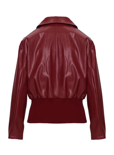 Radio On Blast Faux Leather Bomber Jacket Red Product Image