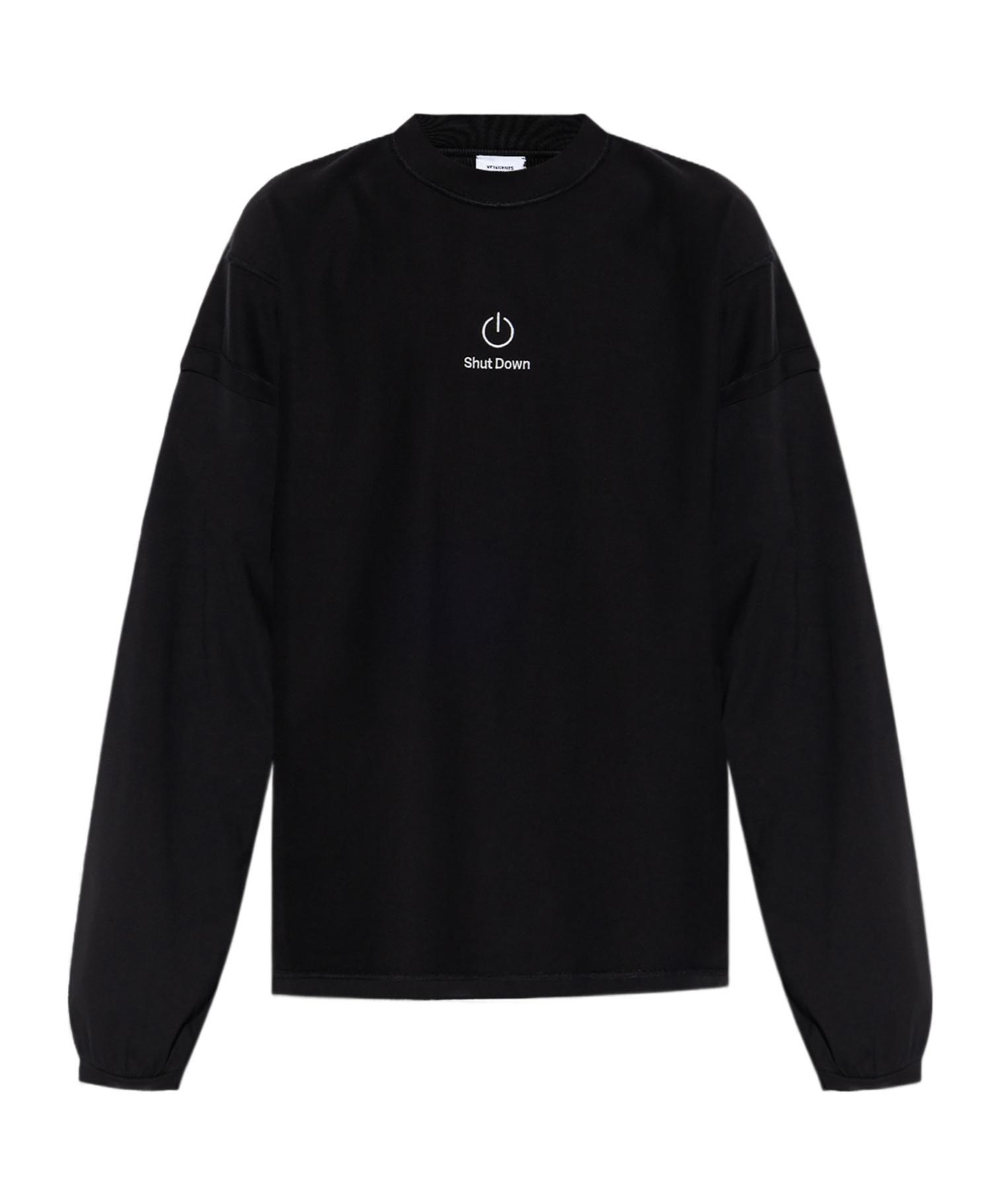 VETEMENTS Embroidered Cotton T-shirt In Black Product Image