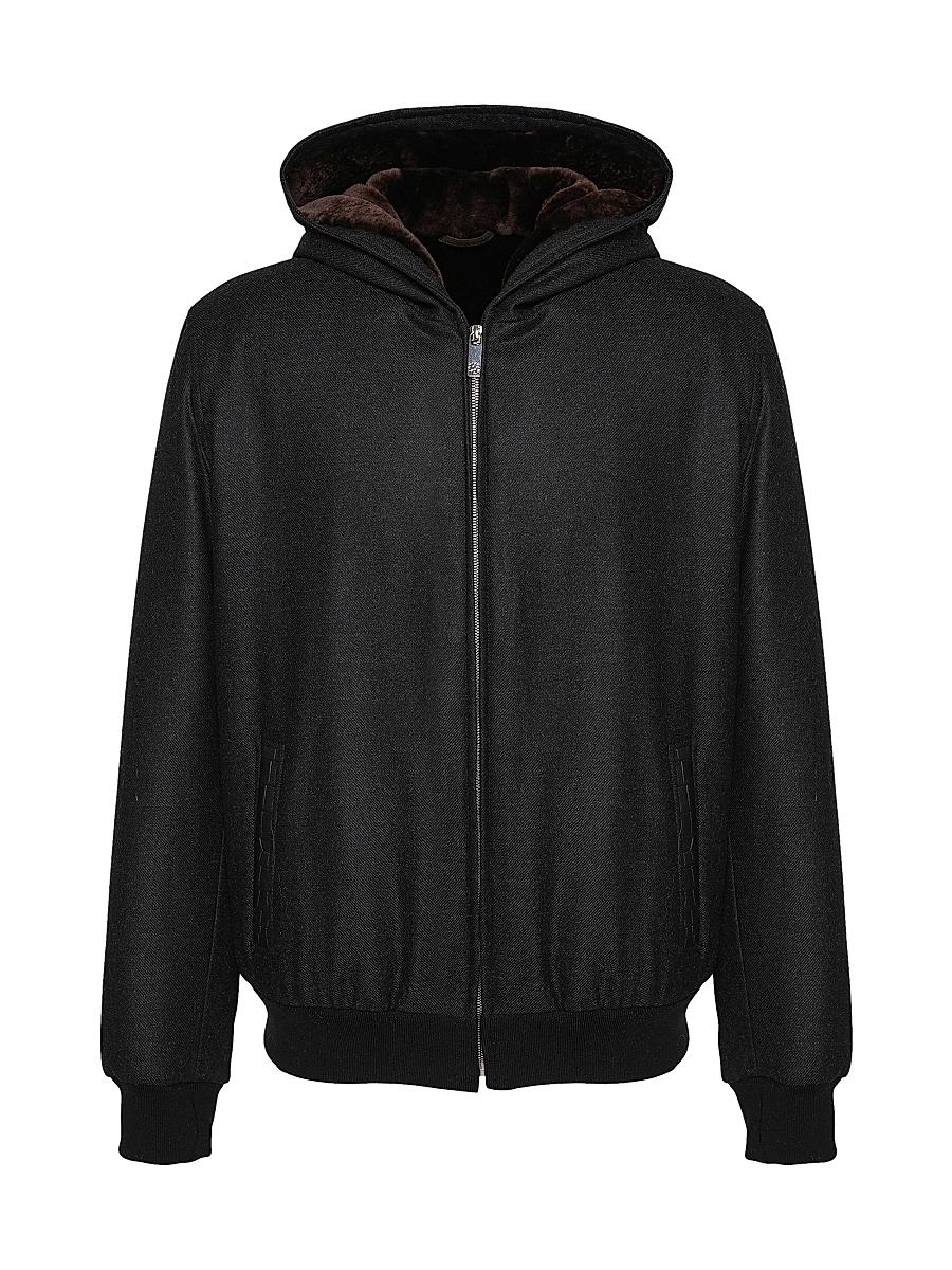 Mens Wool and Cashmere Jacket with Select Shearling Lamb Lining Product Image