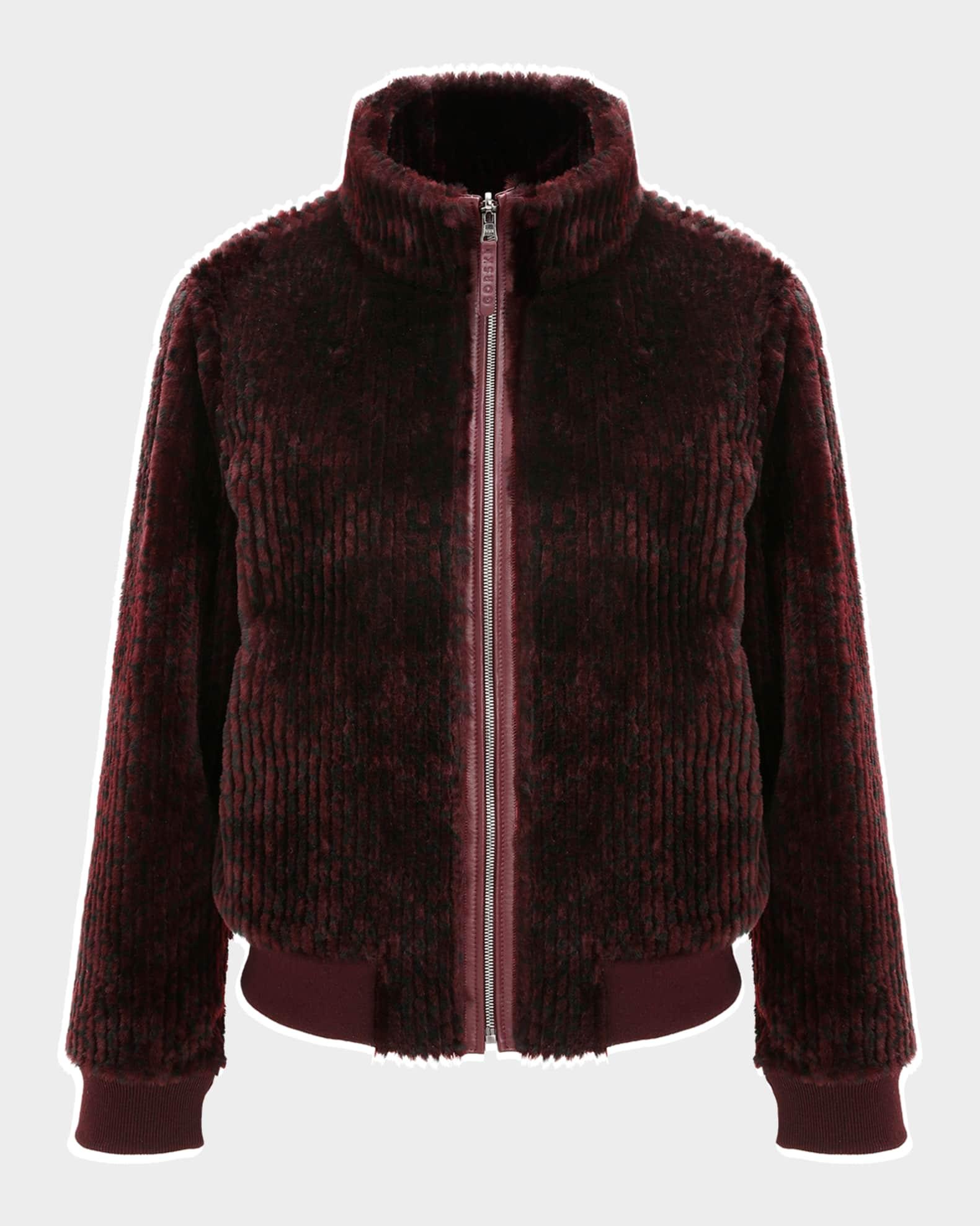 Reversible Select Grooved Shearling Lamb Insignia Bomber Jacket Product Image