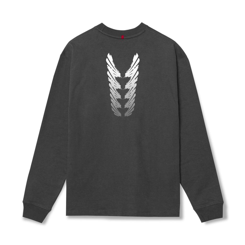 0851. Tech Essential™ Relaxed Long Sleeve - Space Grey "Brush Stroke" Product Image