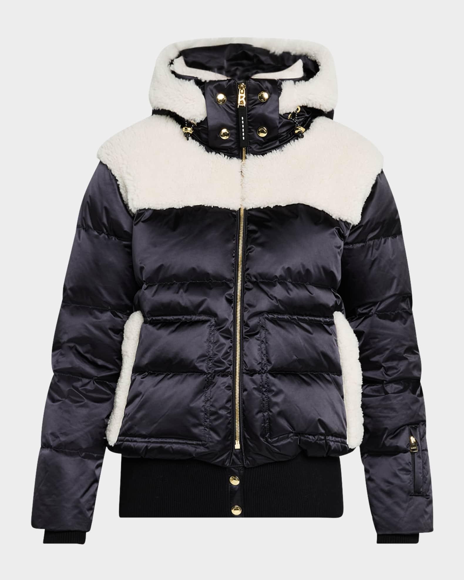 Dia Satin and Shearling Puffer Jacket Product Image