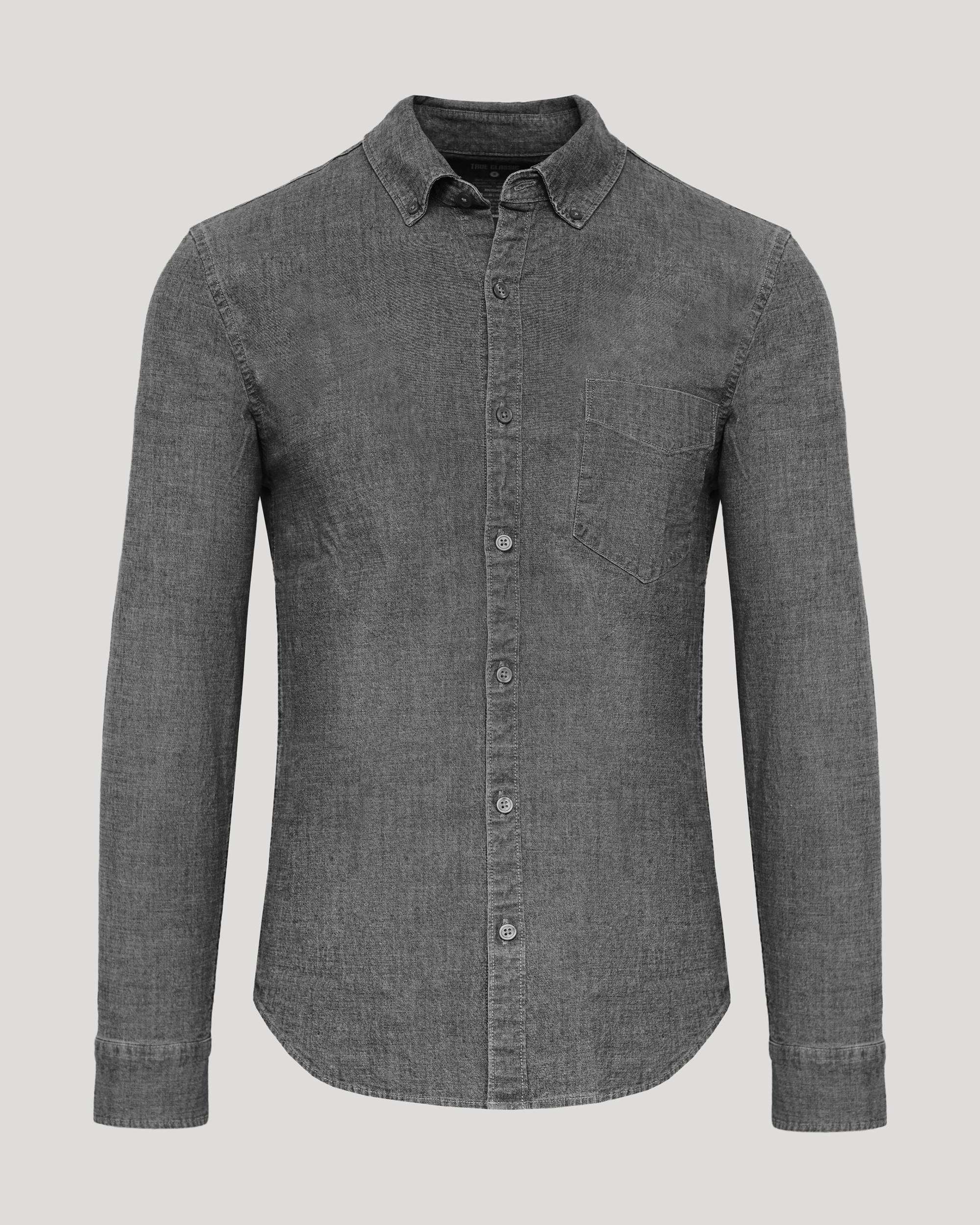 Black Wash Long Sleeve Chambray Shirt Product Image