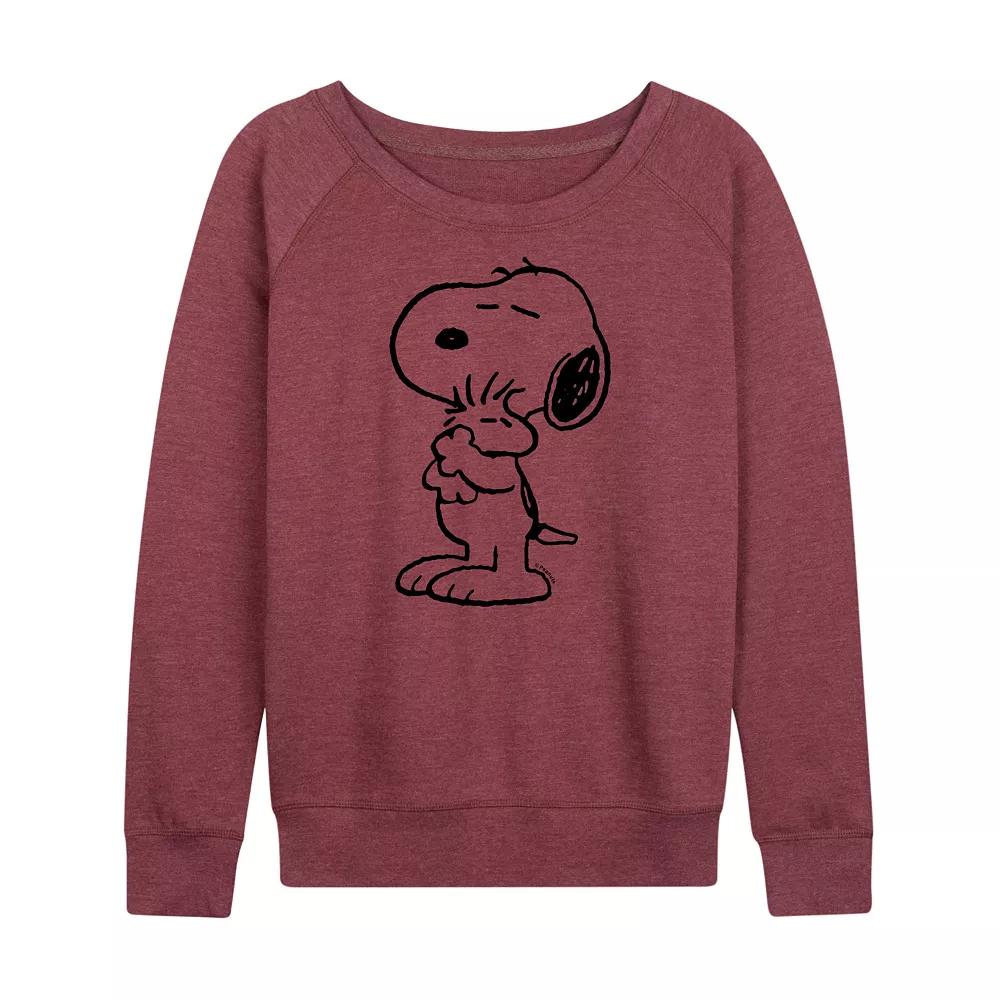 Women's Peanuts Snoopy Loves Woodstock French Terry Long Sleeve Tee, Girl's,  Product Image