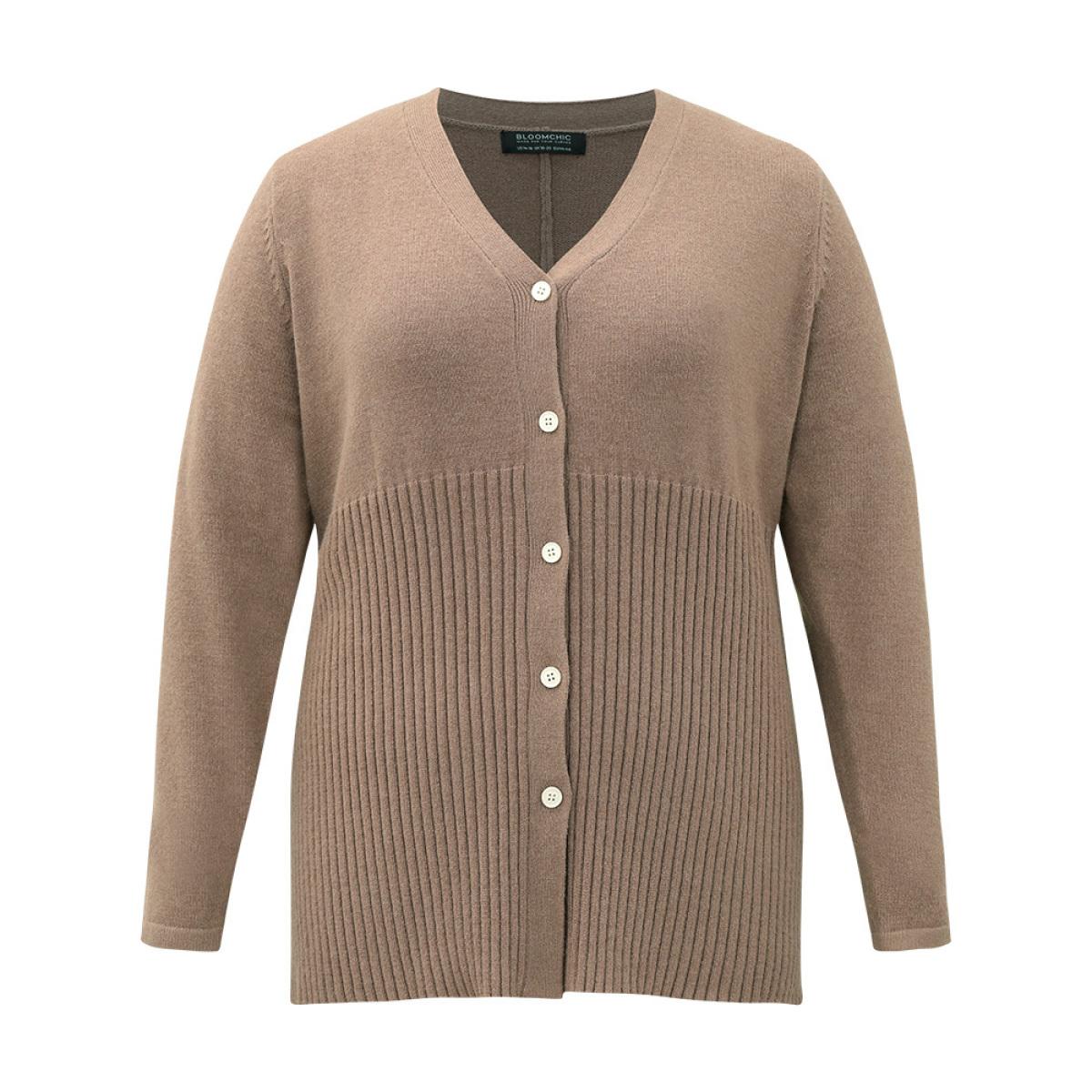 Plus Size Supersoft Essentials Plain Button Up Texture Cardigan Rouge Women Casual Loose Long Sleeve Dailywear Cardigans BloomChic 30/6X Product Image