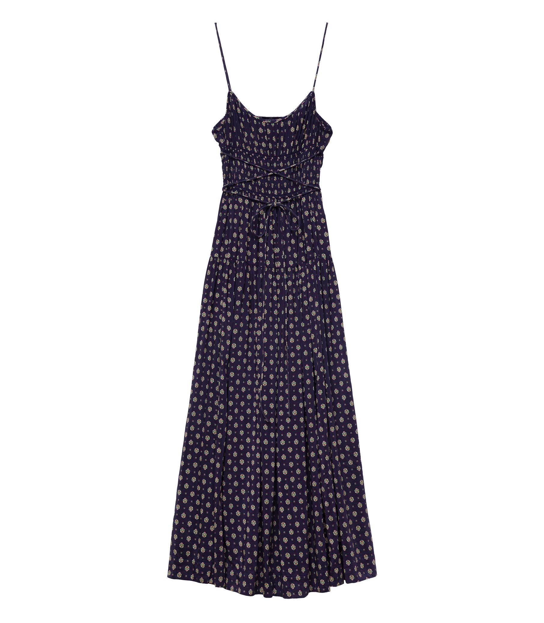 SAFIA DRESS -- NAVY CADIZ FOULARD Product Image