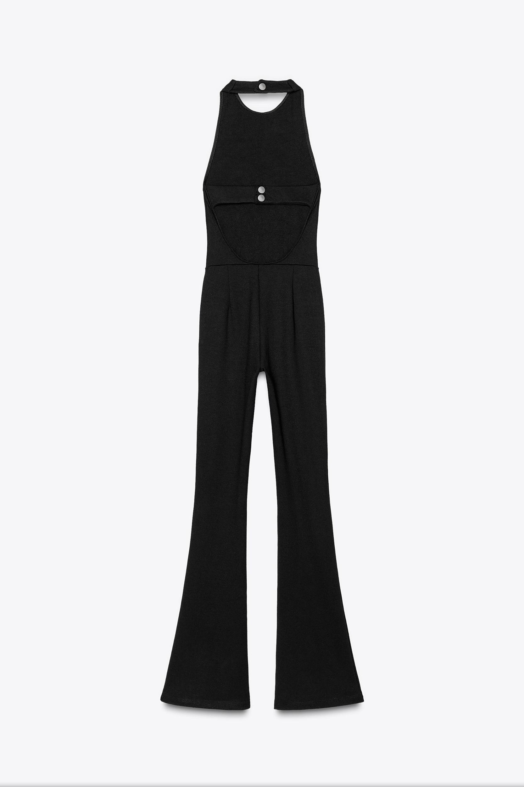HALTER FLARE STRETCH JUMPSUIT Product Image