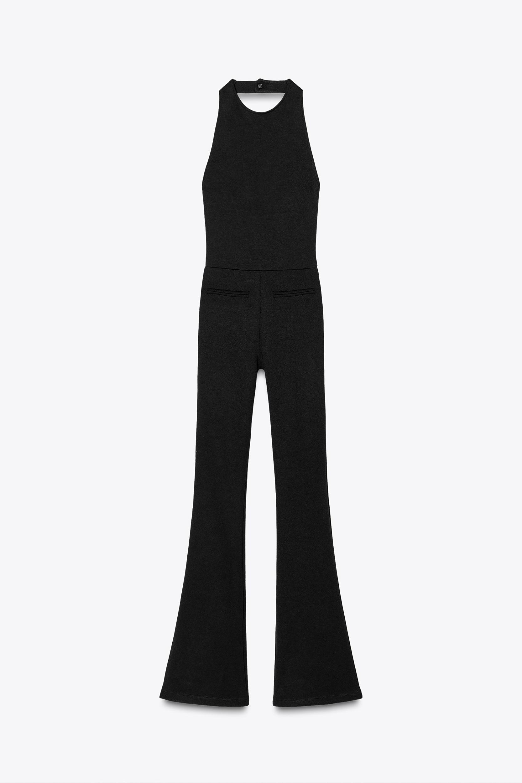 HALTER FLARE STRETCH JUMPSUIT Product Image