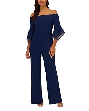 Adrianna Papell Organza Crepe Off The Shoulder Jumpsuit Product Image
