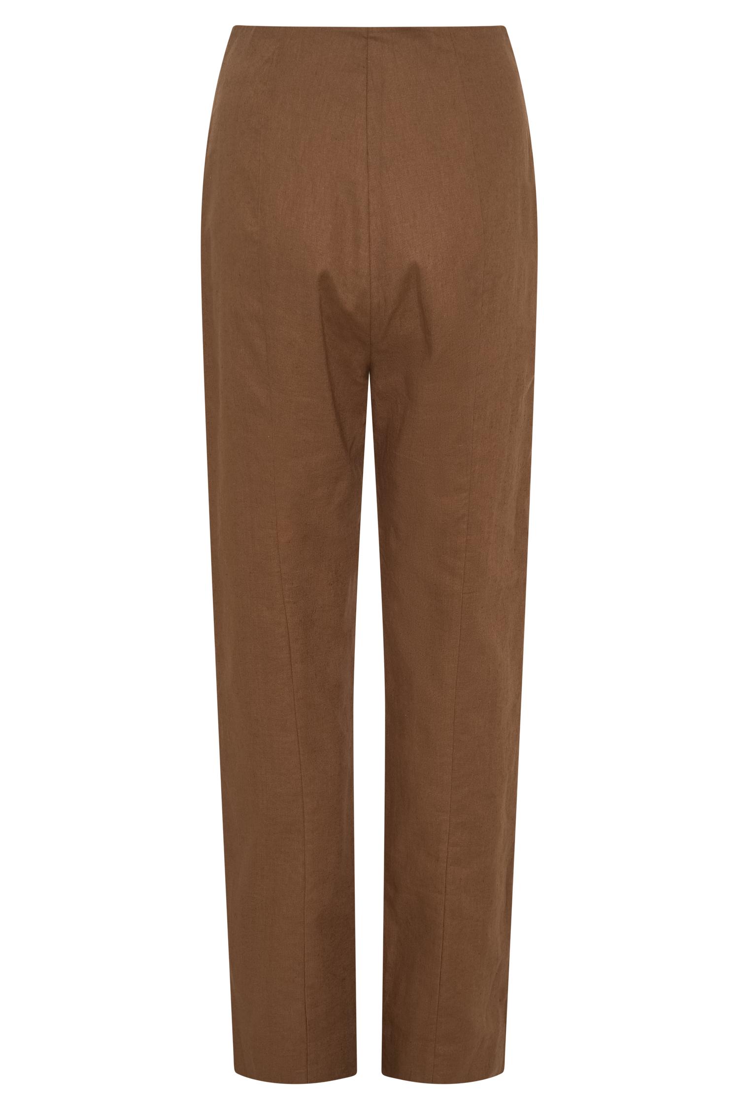 Dora Linen Straight Leg Pant - Cacao Brown Product Image