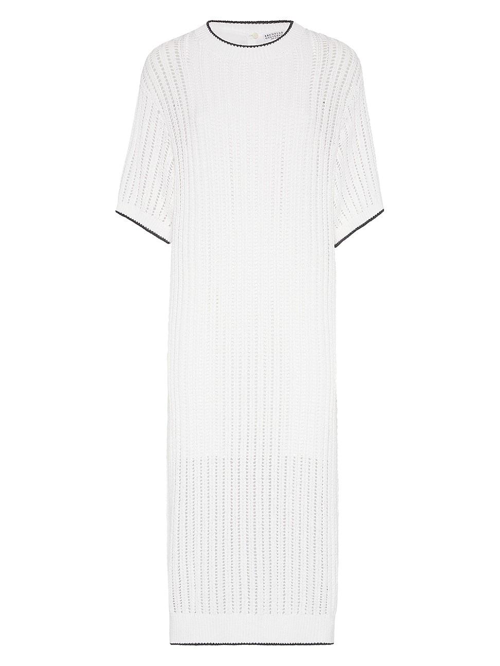 Womens Cotton Openwork Rib Knit Dress Product Image