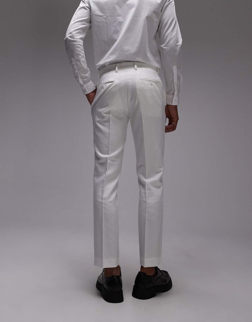 Topman slim tux suit pants in white Product Image