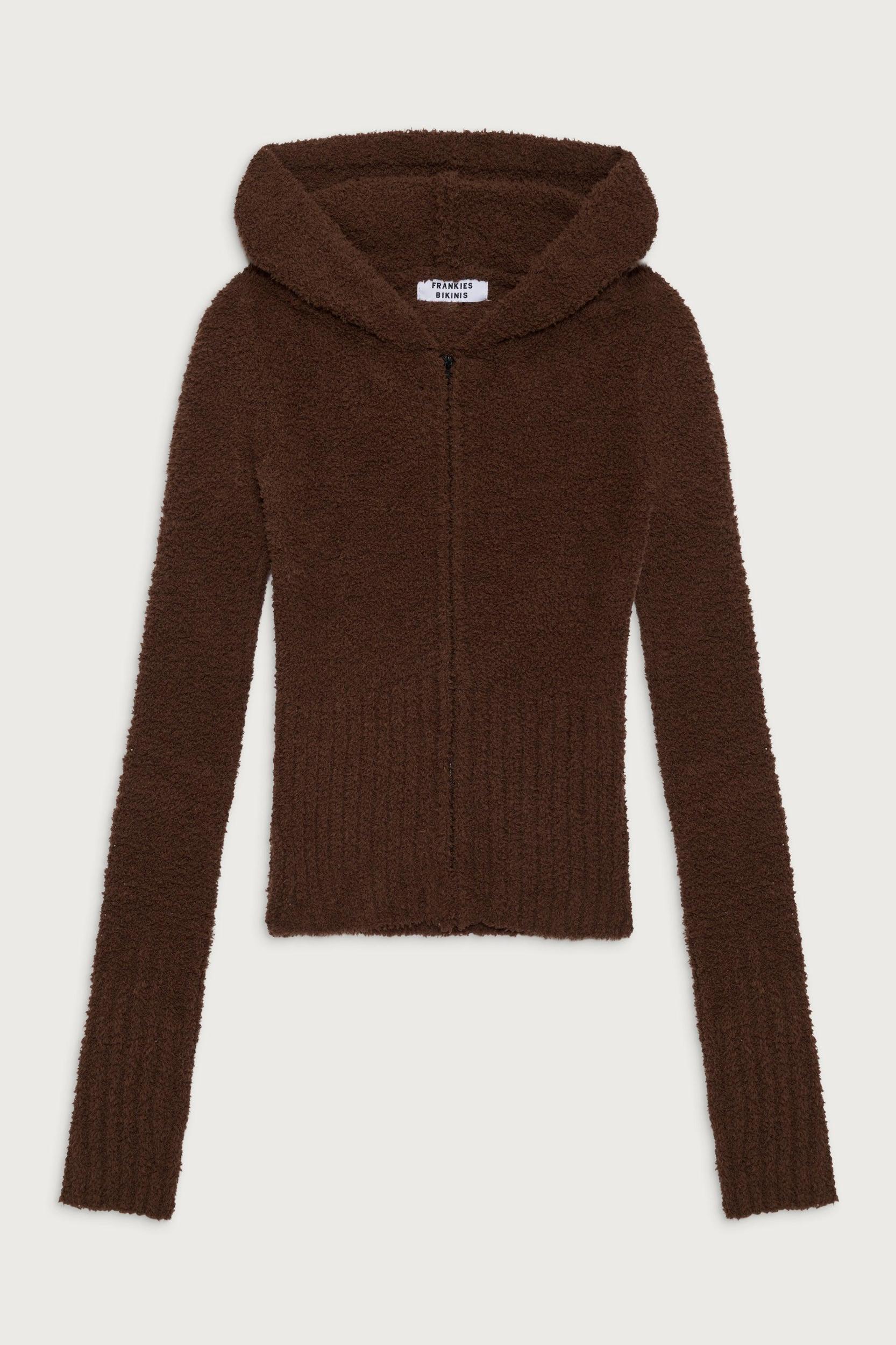 Harlowe Fuzzy Zip Up Hoodie - Chocolate Lily Product Image