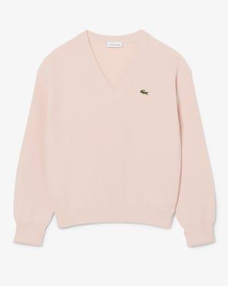 V Neck Cotton Moss Stitch Sweater Product Image