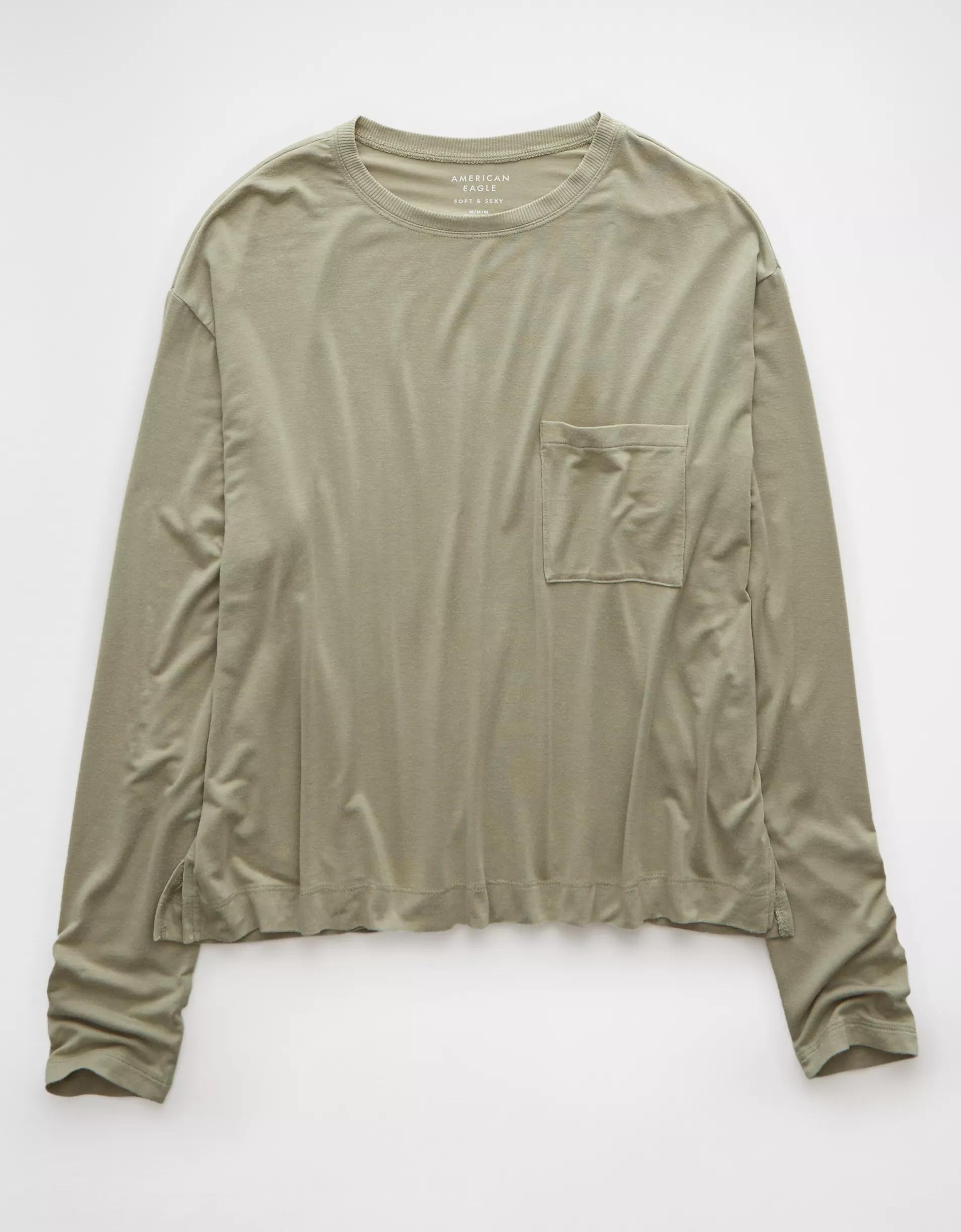 AE Soft & Sexy Long-Sleeve Pocket T-Shirt Product Image