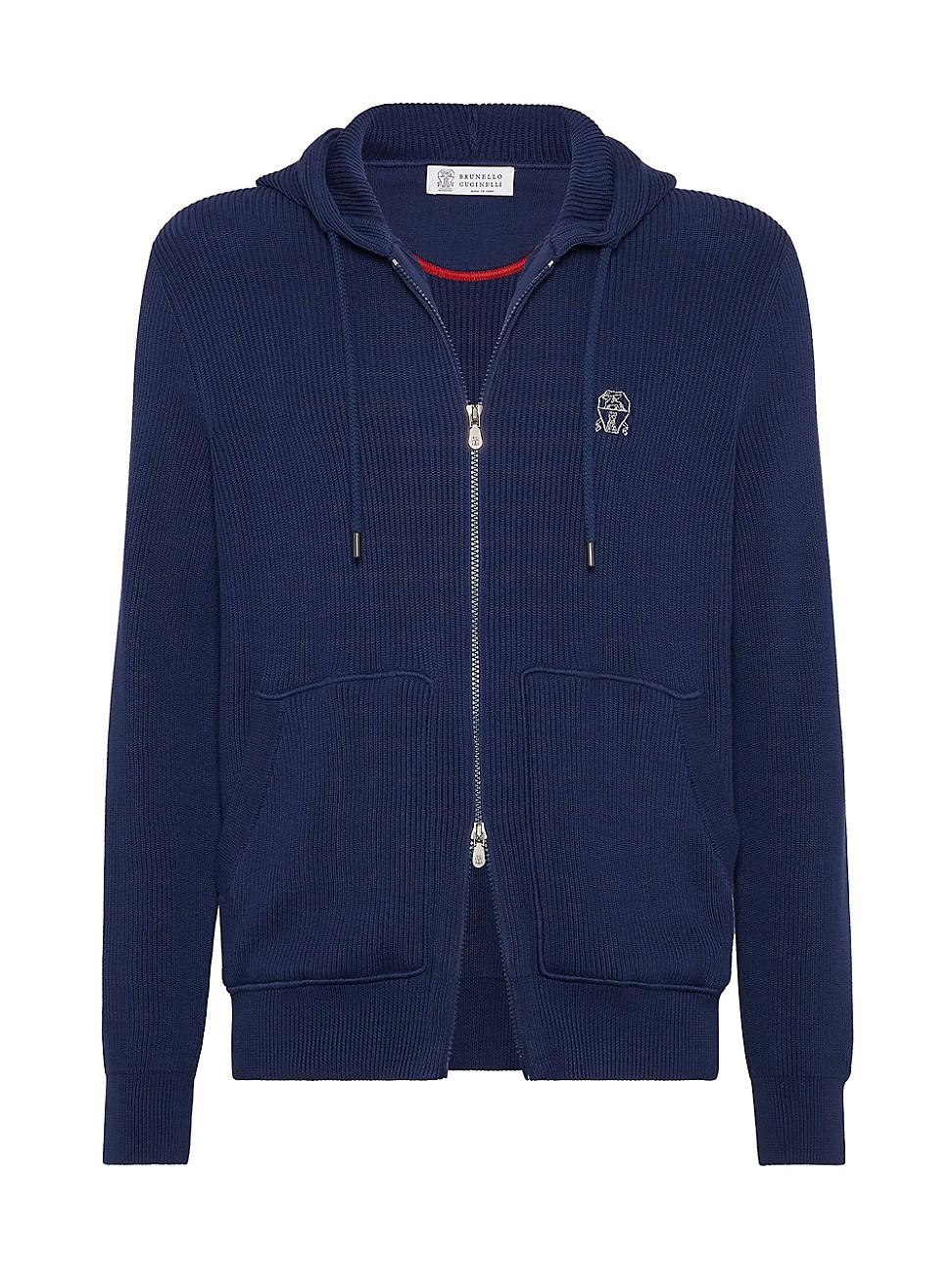 Mens Cotton English Rib Knit Hooded Sweatshirt Product Image