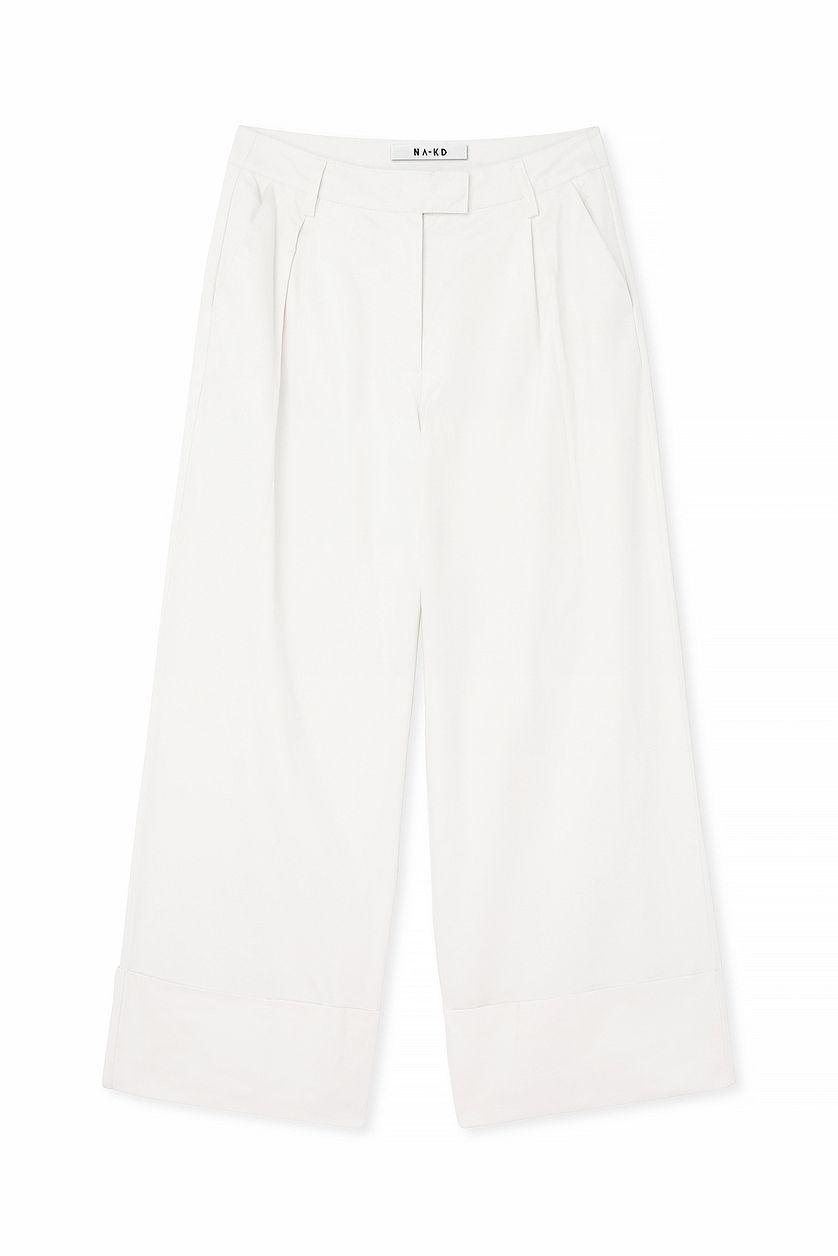 Fold Up Detail Mid Waist Pants Product Image