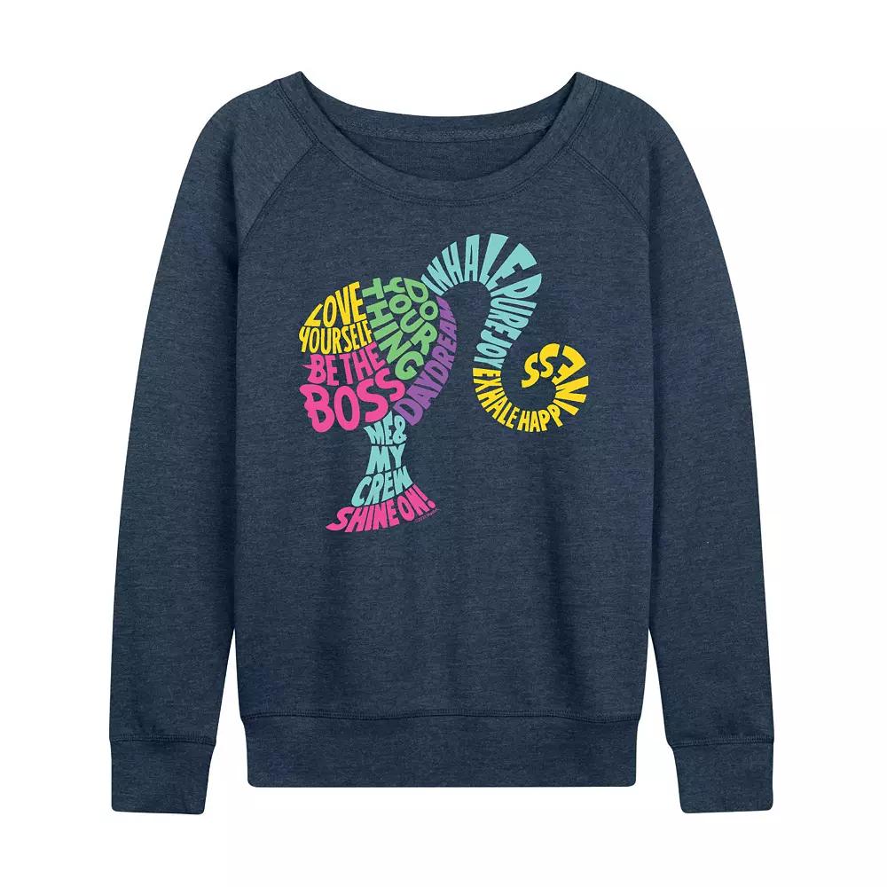 Women's Barbie® Empowering Phrases French Terry Long Sleeve Tee, Girl's,  Product Image