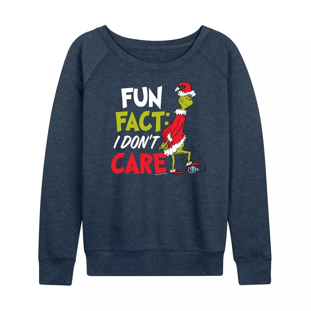 Women's Dr. Seuss The Grinch I Don't Care French Terry Long Sleeve Tee, Girl's,  Product Image