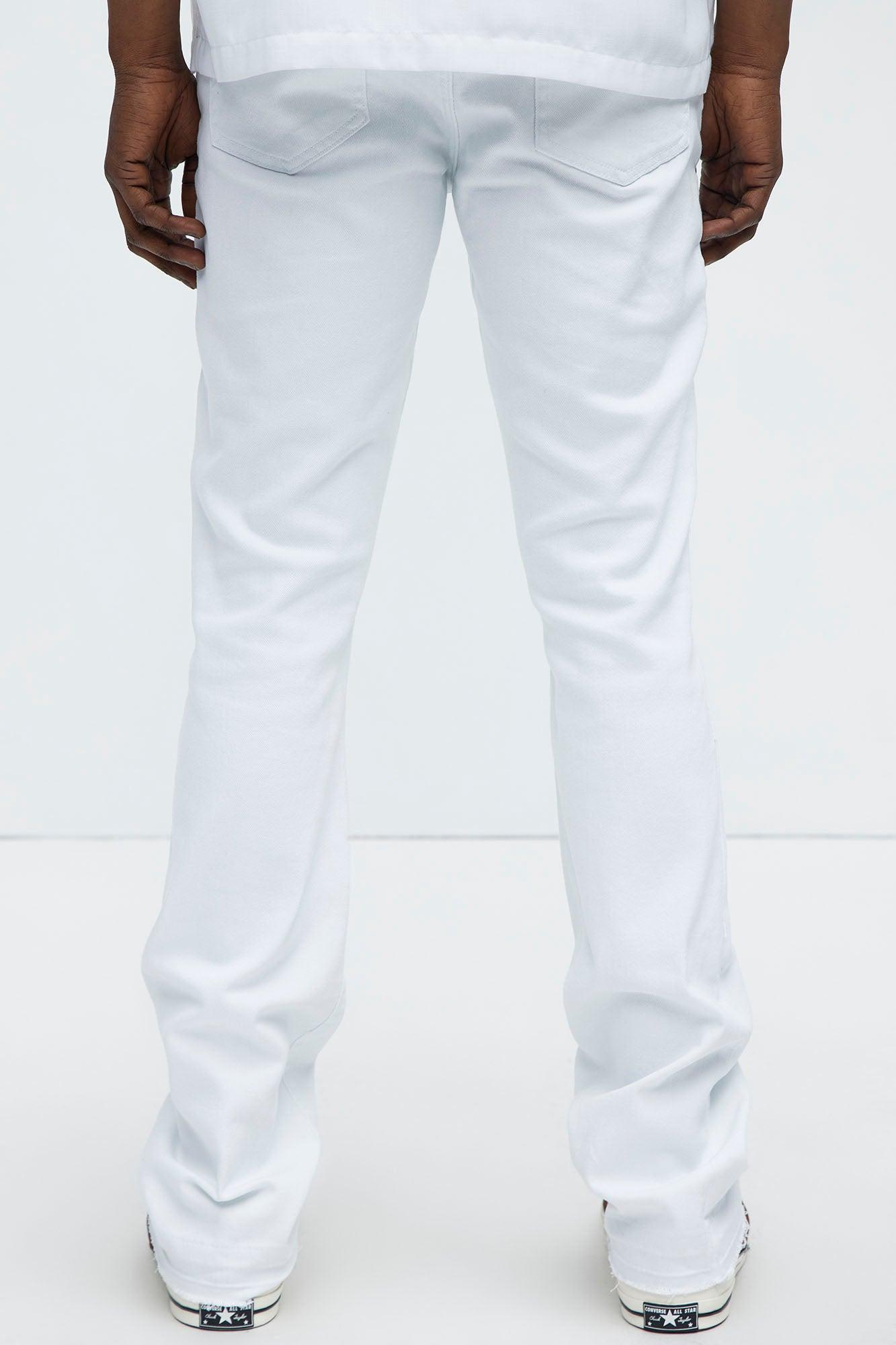 Cornell Stacked Skinny Flare Jeans - White Product Image