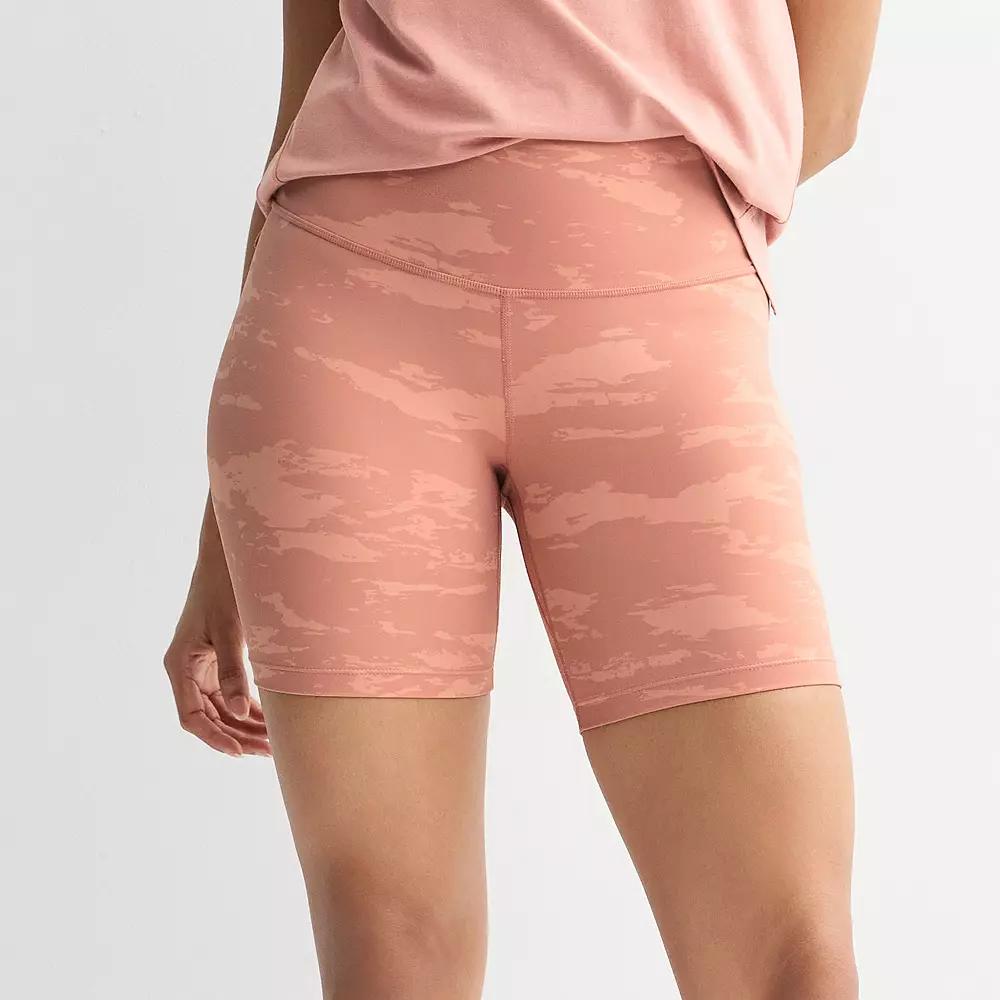 Women's FLX High-Rise Affirmation 7-in. Bike Shorts, Size: Medium, Pink Camo Product Image