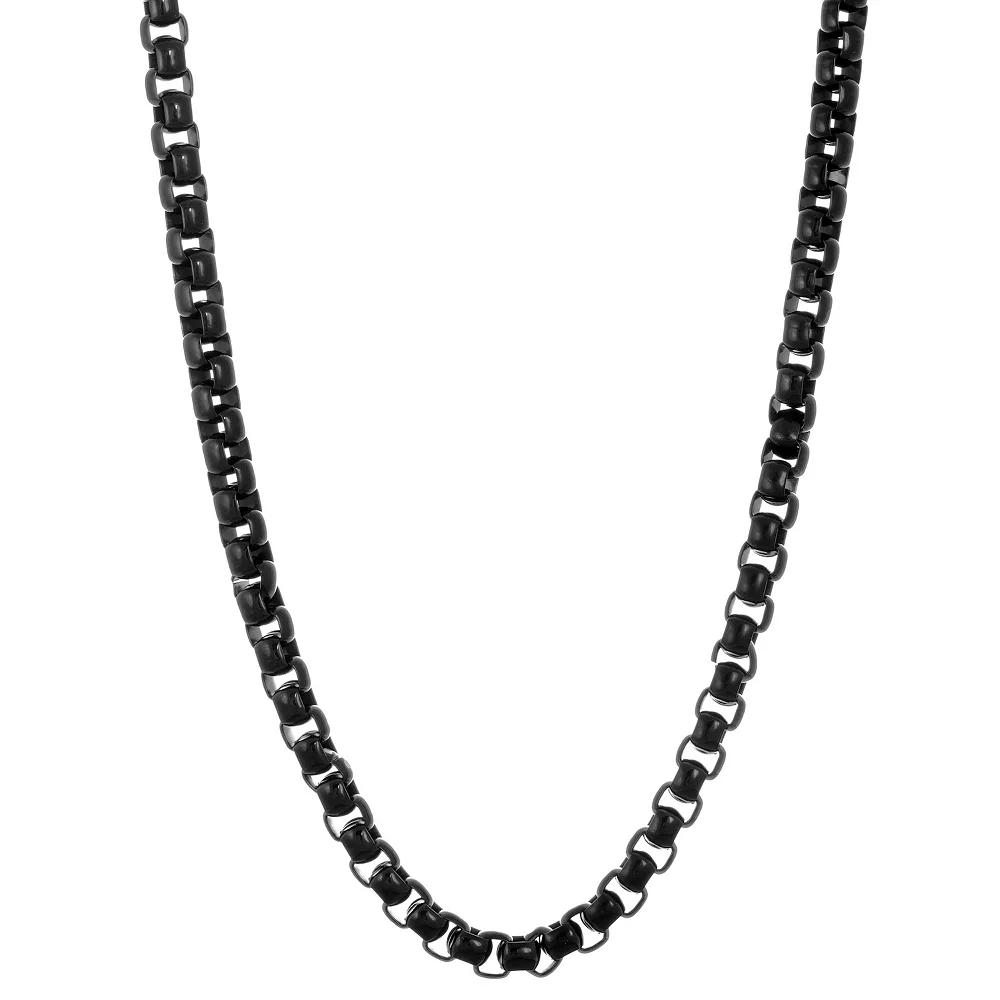 Men's LYNX Black Ion-Plated Stainless Steel Box Chain Necklace,  Product Image