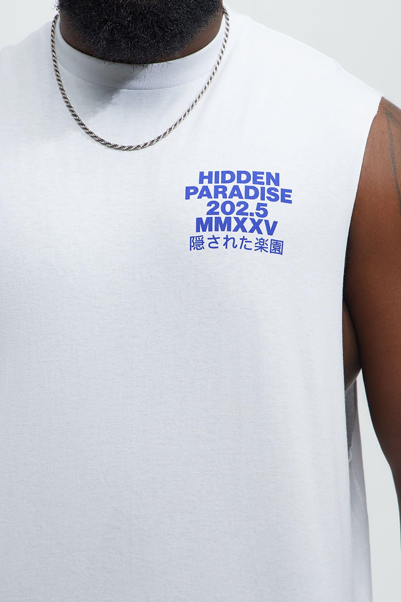 Hidden Paradise Muscle Tee - White Male Product Image