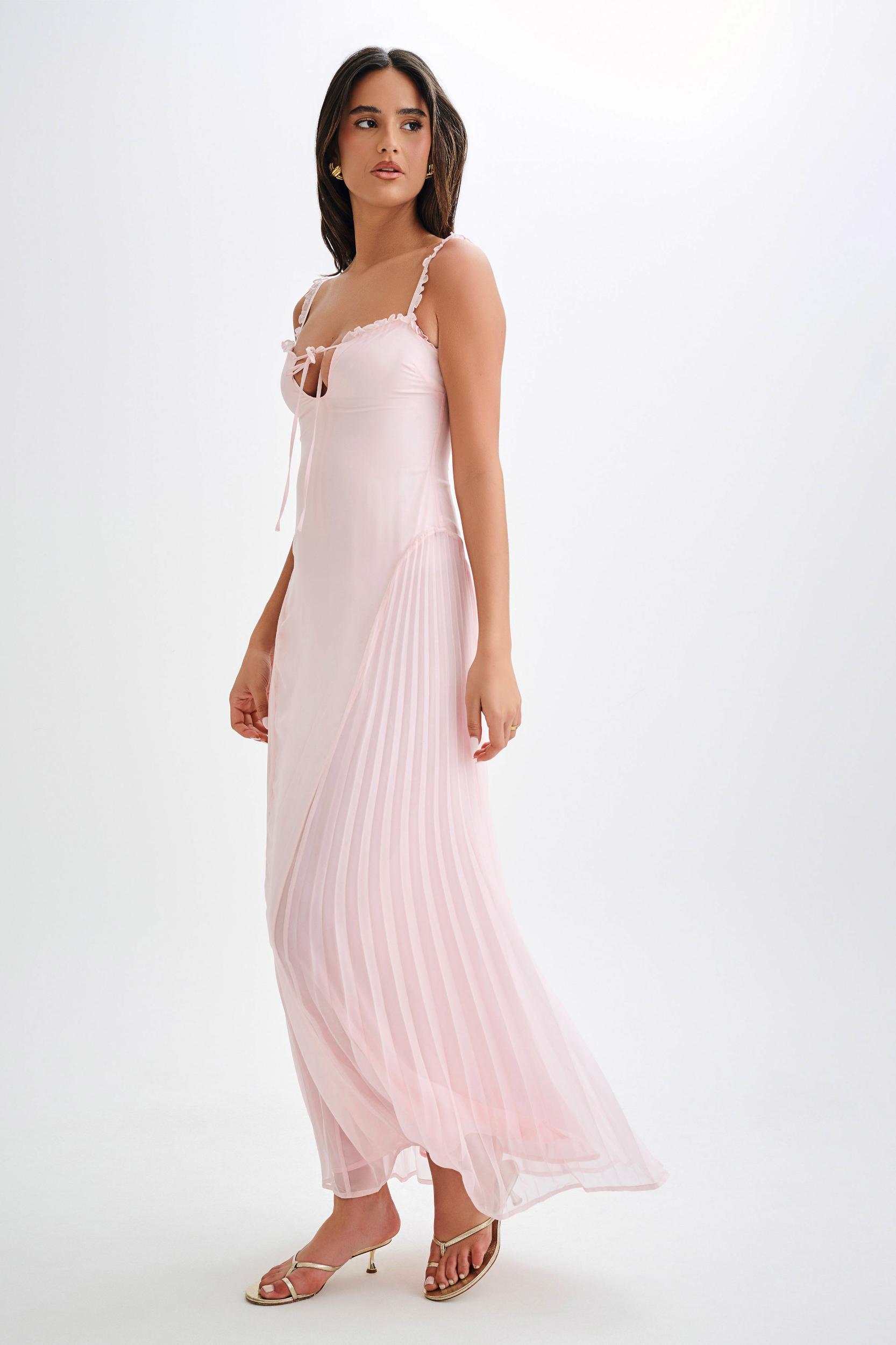 Saira Chiffon Maxi Dress - Powder Pink Product Image