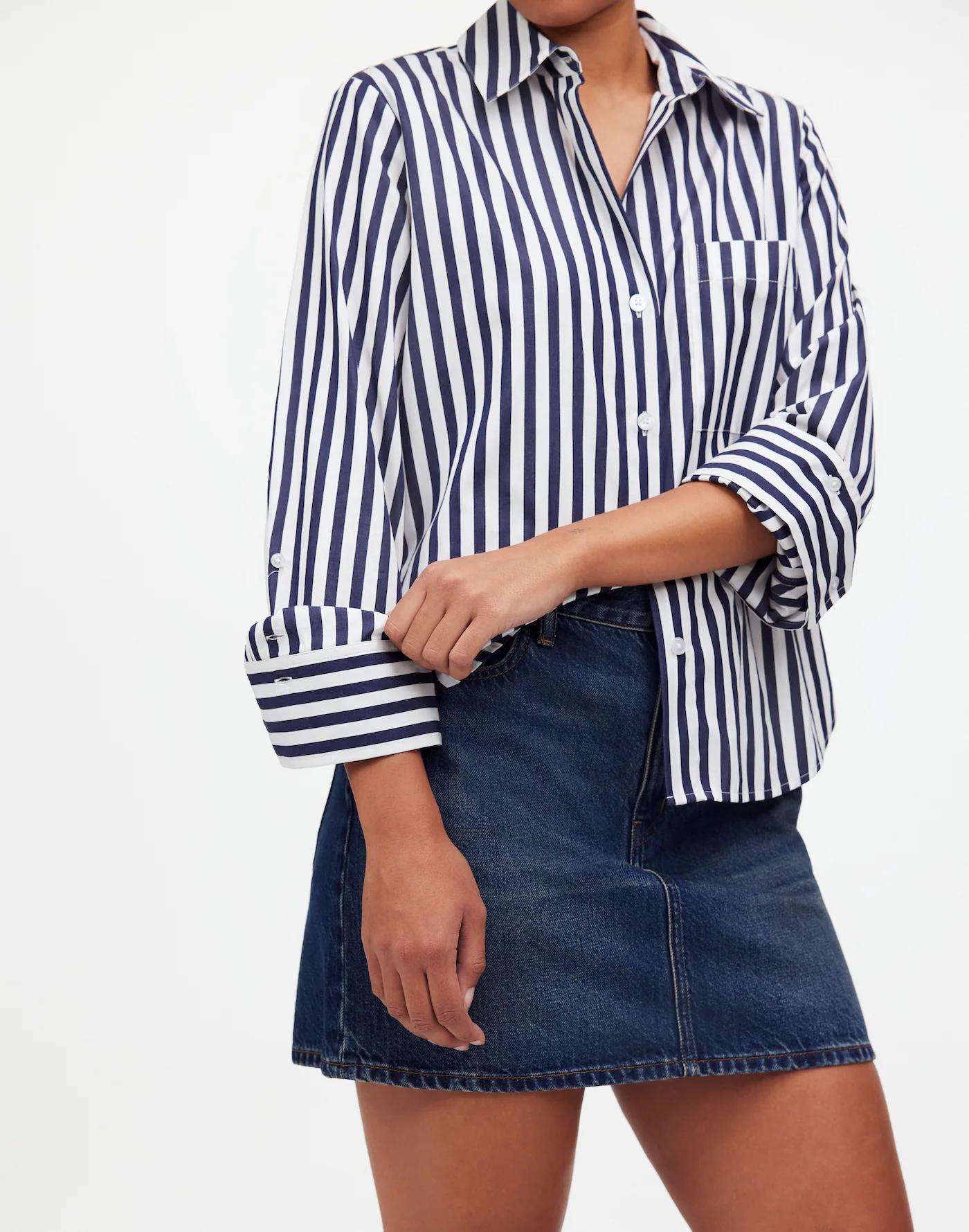 Easy Y-Neck Button-Up Shirt Product Image