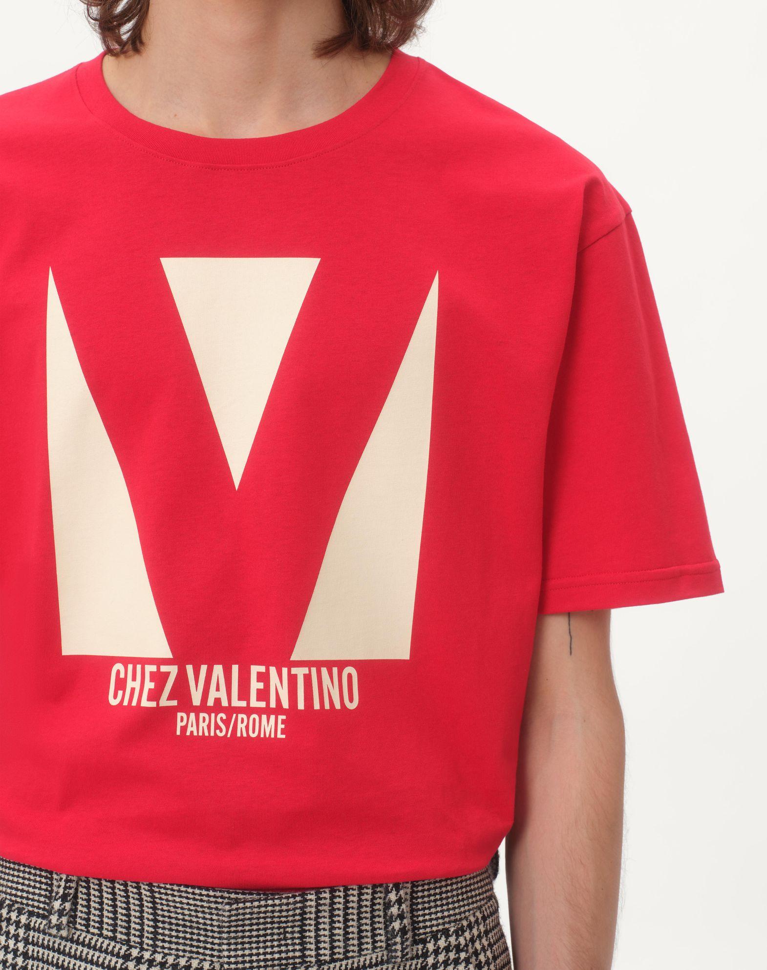 Cotton T-Shirt With Chez Valentino Print Product Image