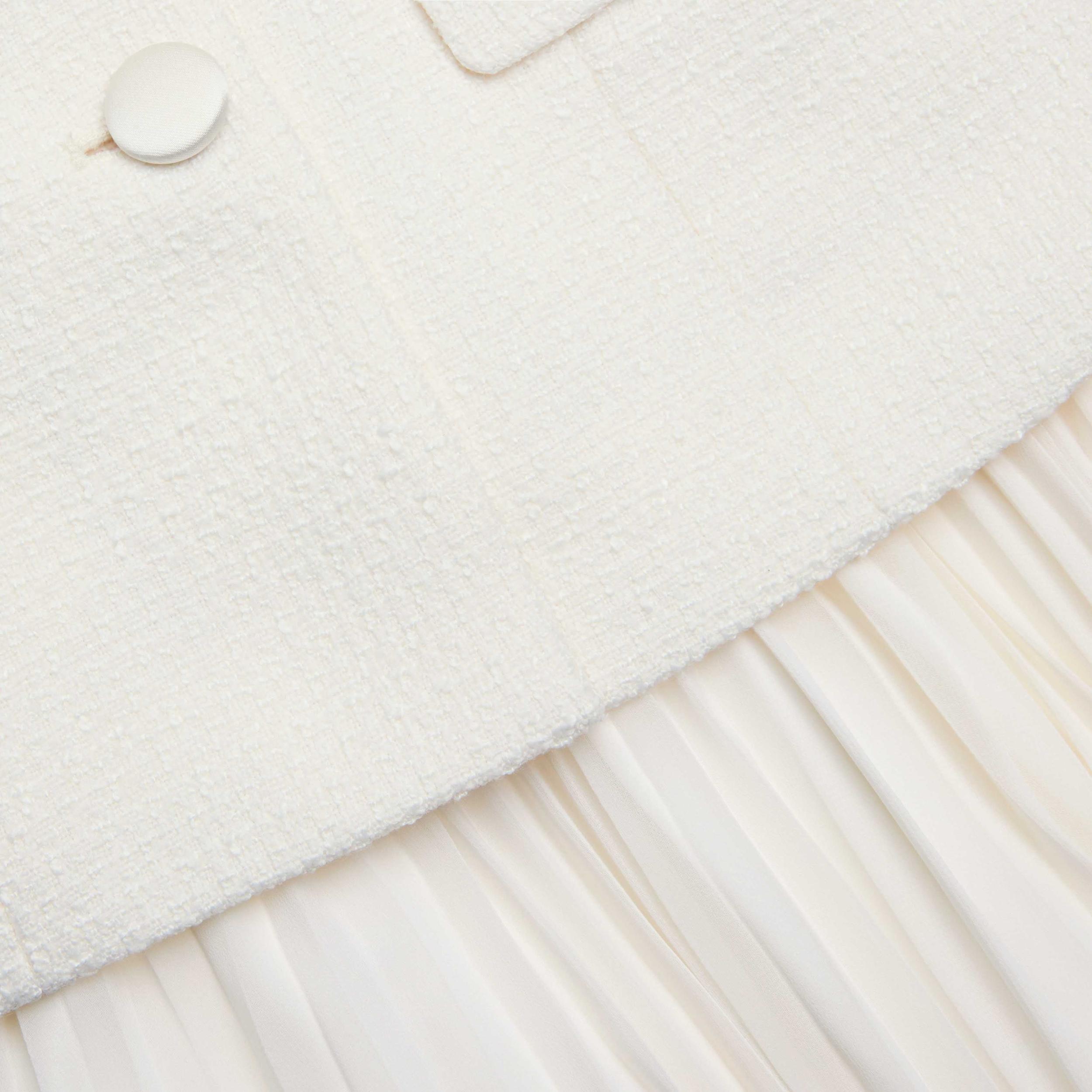 Cream Boucle Shawl Collared Midi Dress Product Image