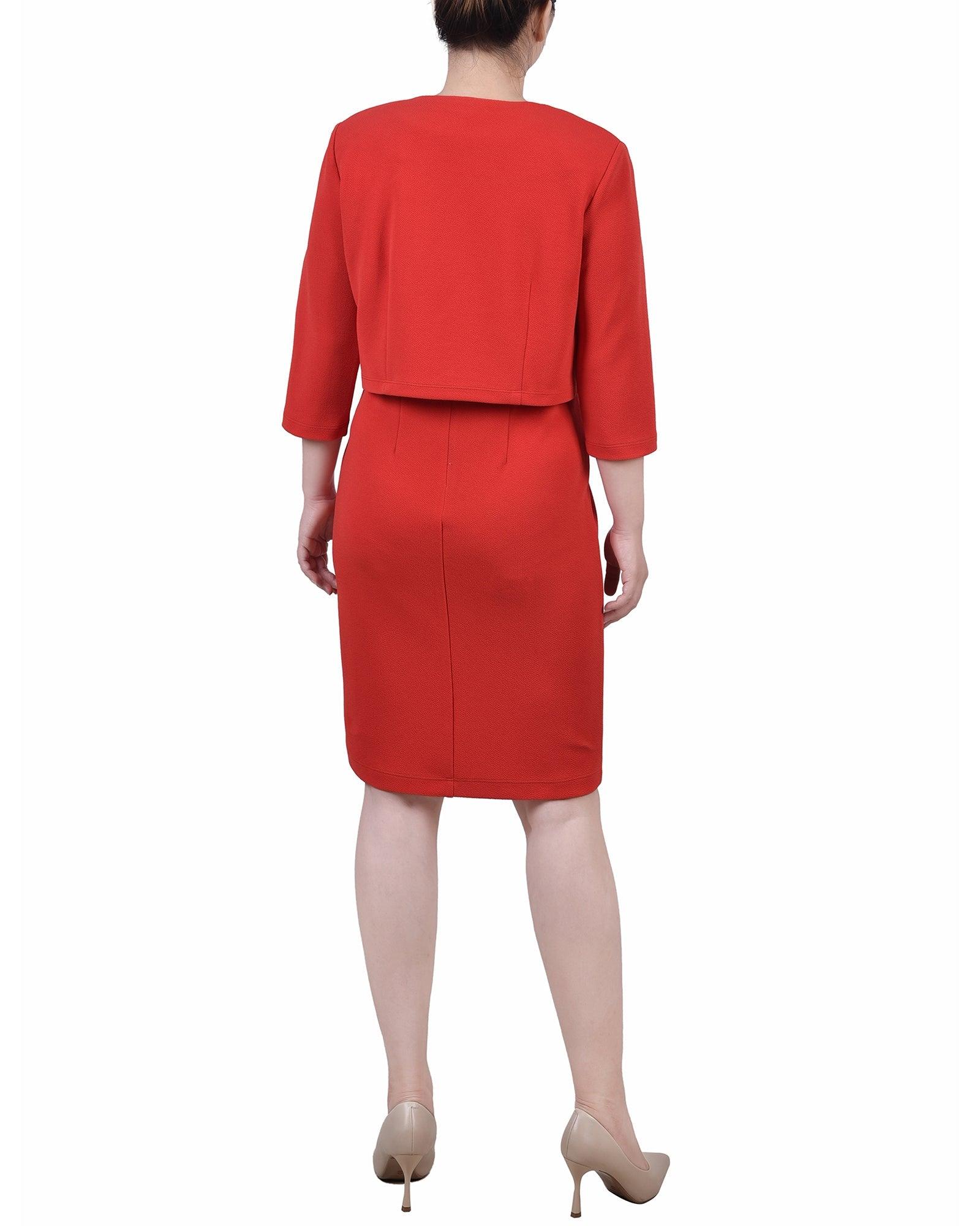 Red 2 Piece Colorblocked Dress Set Product Image