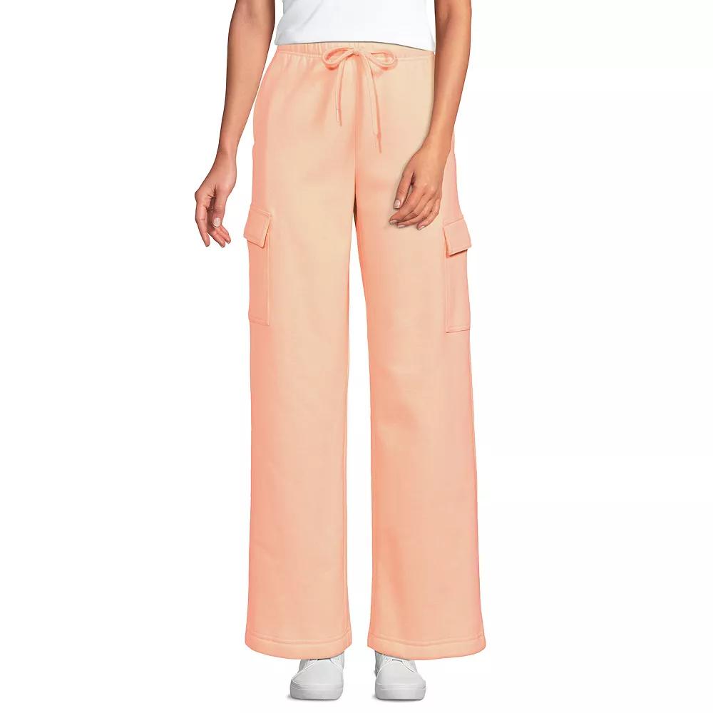 Women's Lands' End Serious Sweats High Rise Wide Leg Cargo Pants,  Product Image
