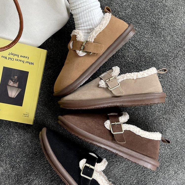 Buckled Fluffy Trim Slip-Ons Product Image