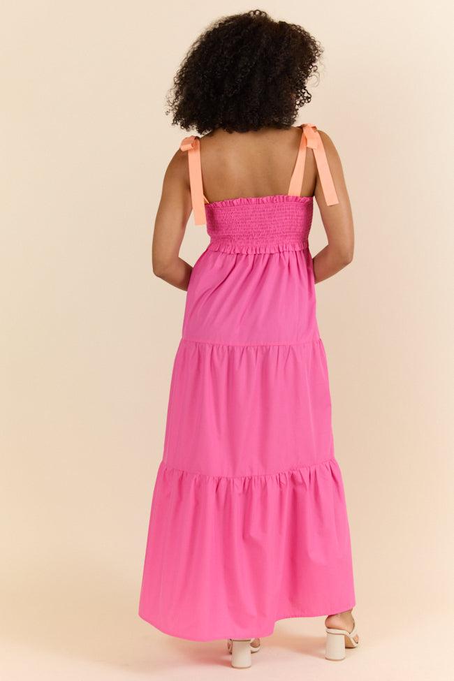 Season Of Bliss Pink Smocked Bust Maxi Dress SALE Product Image