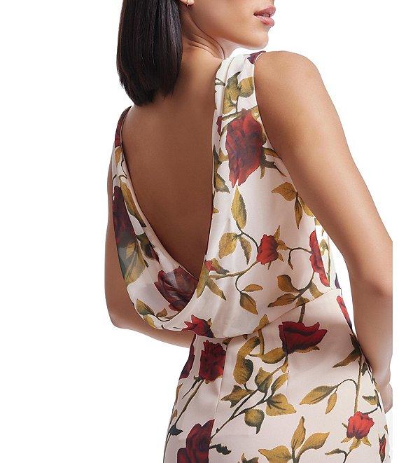 Dress the Population Cherilyn Rose Print Boat Neck Sleeveless Plunge Back Mermaid Dress Product Image