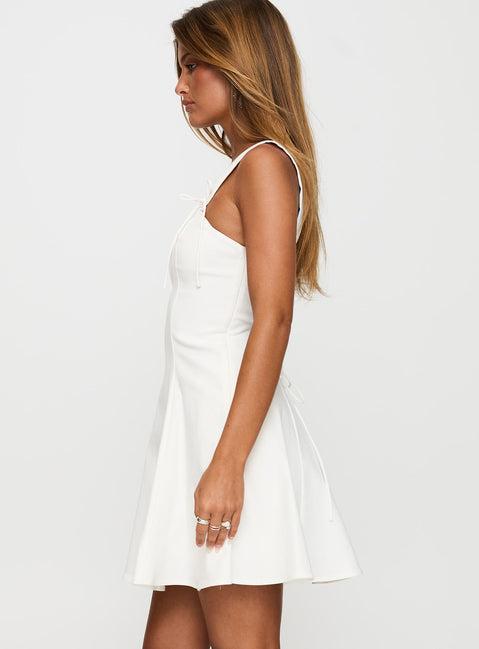 Honey Suckle Tie Up Mini Dress White Product Image