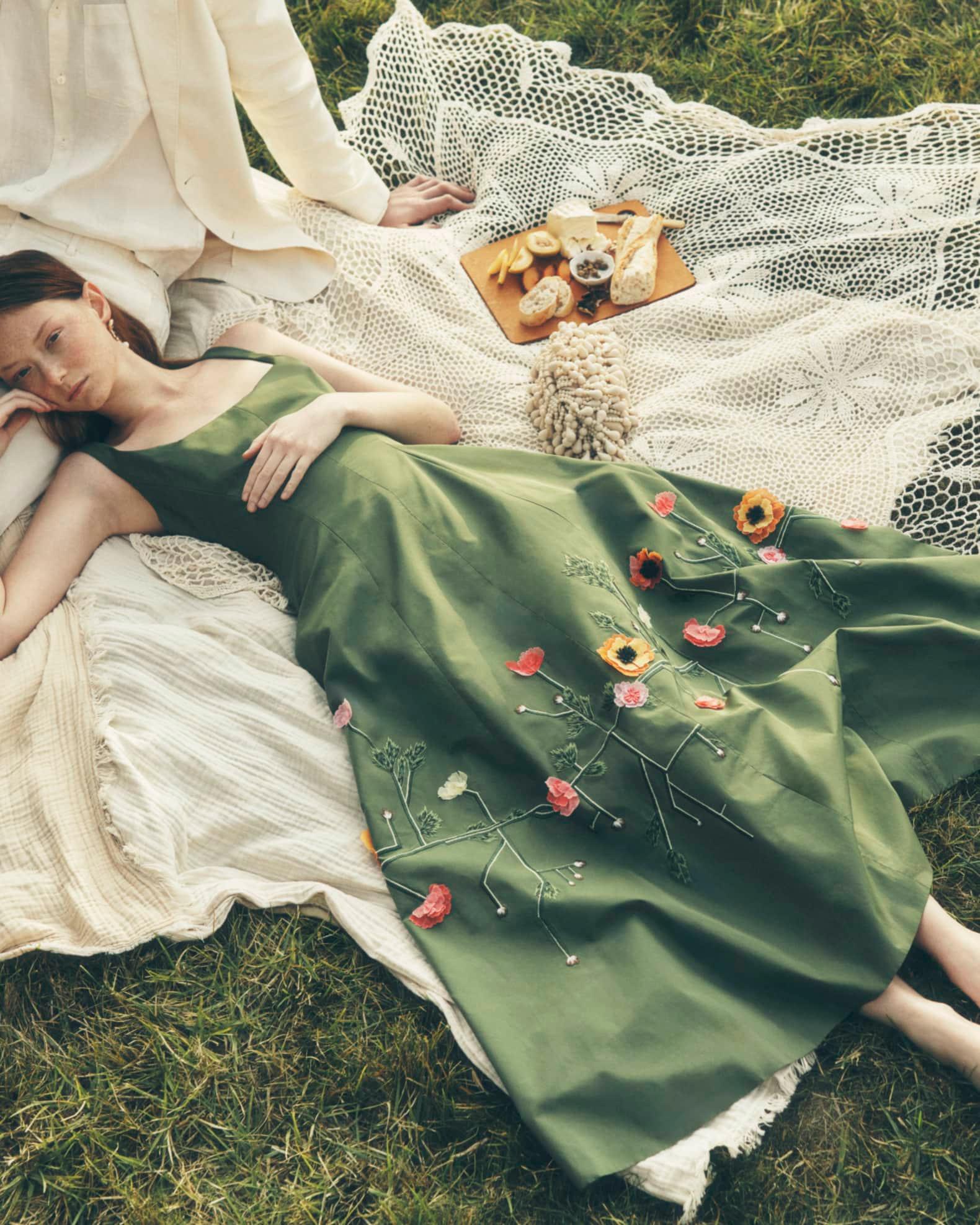 Floral Embroidered Sleeveless Midi Dress Product Image