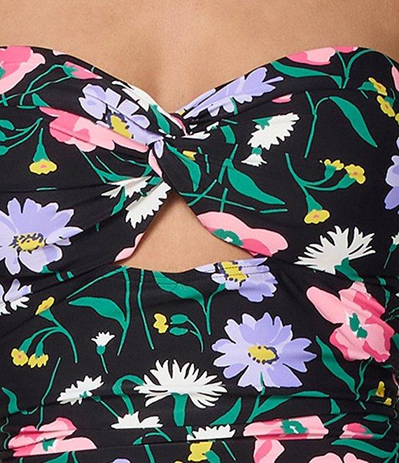 kate spade new york Spring Bouquet Sweetheart Neck Cut-Out Shirred Bandeau One Piece Swimsuit Product Image