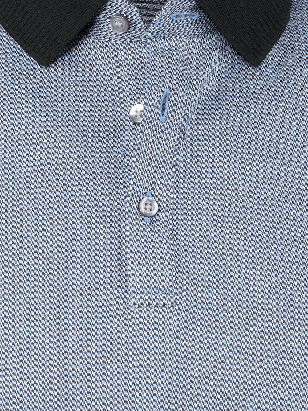 Cotton Three Button Polo - Blue Multi Product Image