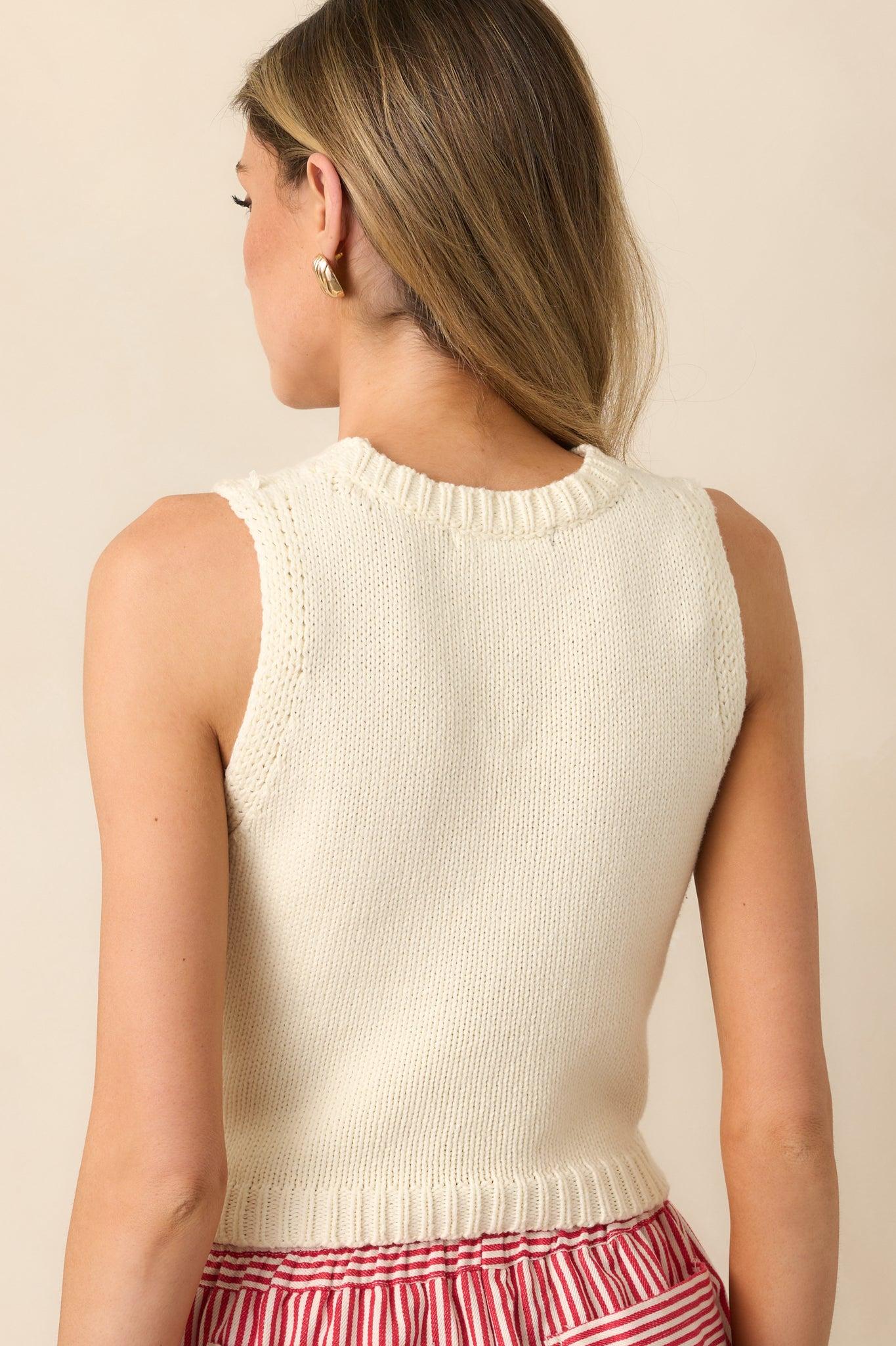 One Time Ivory Knit Sweater Vest Product Image