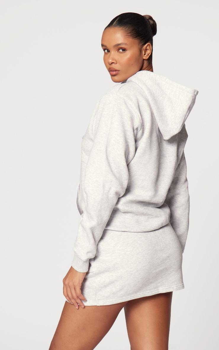 PRETTYLITTLETHING Ash Grey Logo Badge Detailed Oversized Hoodie Product Image