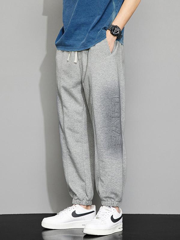 Men's Loose Lettering Cropped Pants Sweatpants Product Image