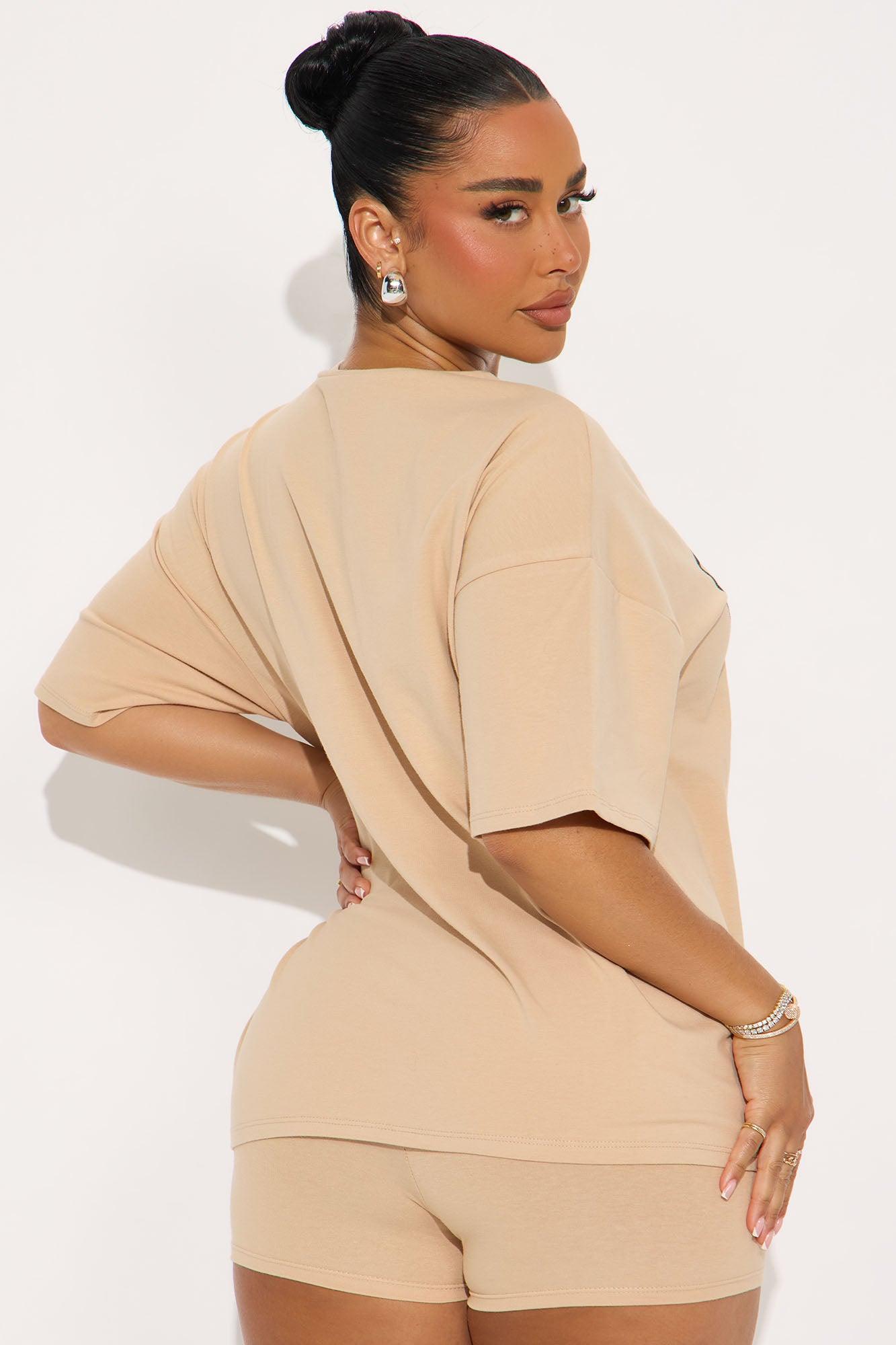 God Is Good Biker Short Set - Taupe Female Product Image