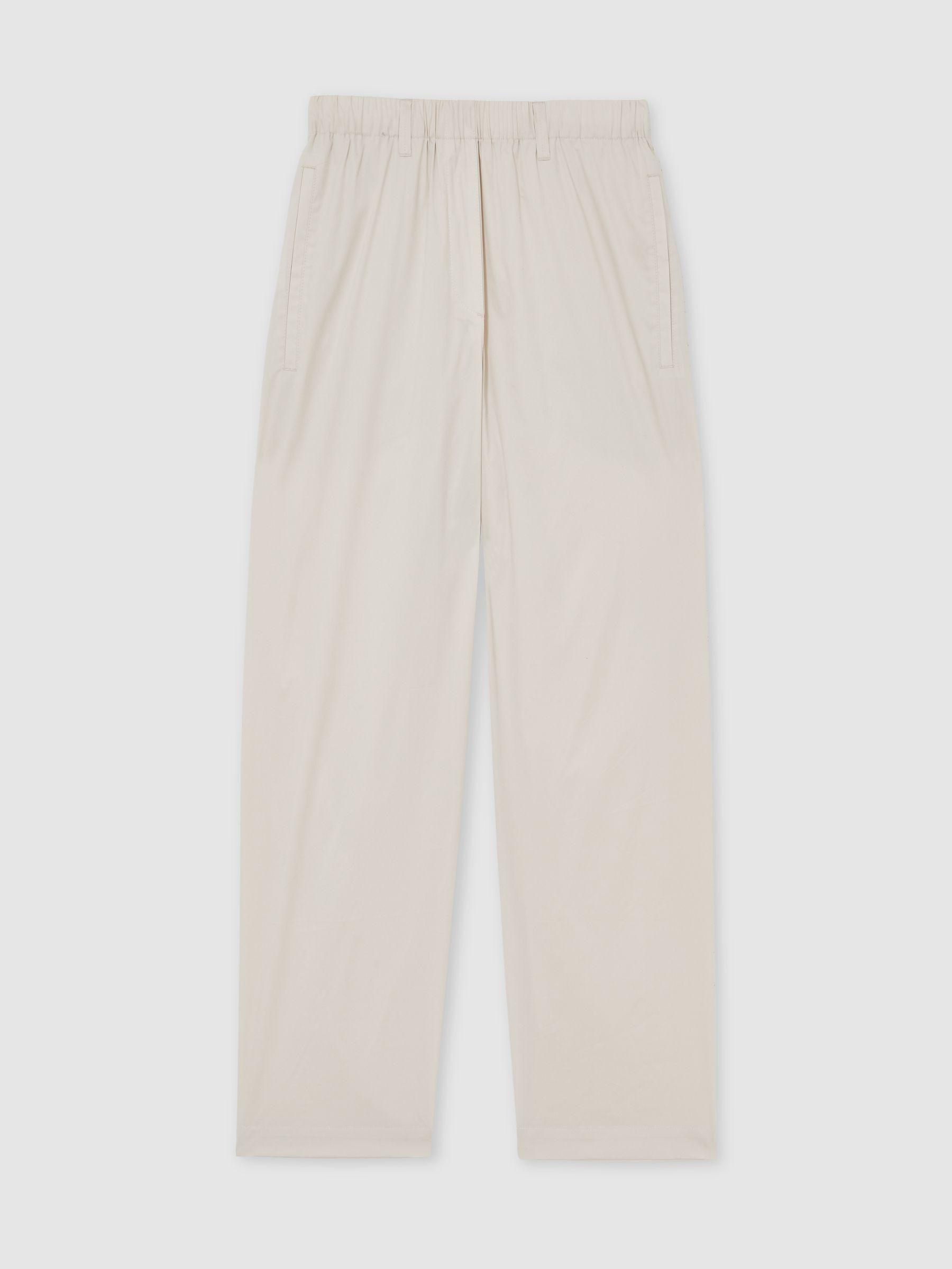 Cotton-Blend Straight-Leg Trousers in Stone Product Image
