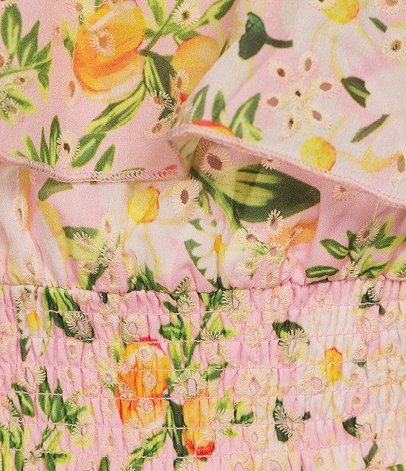 Layered With Love Cassia Square Neck Sleeveless Citrus Fruit Print Embroidered Eyelet Maxi Dress Product Image