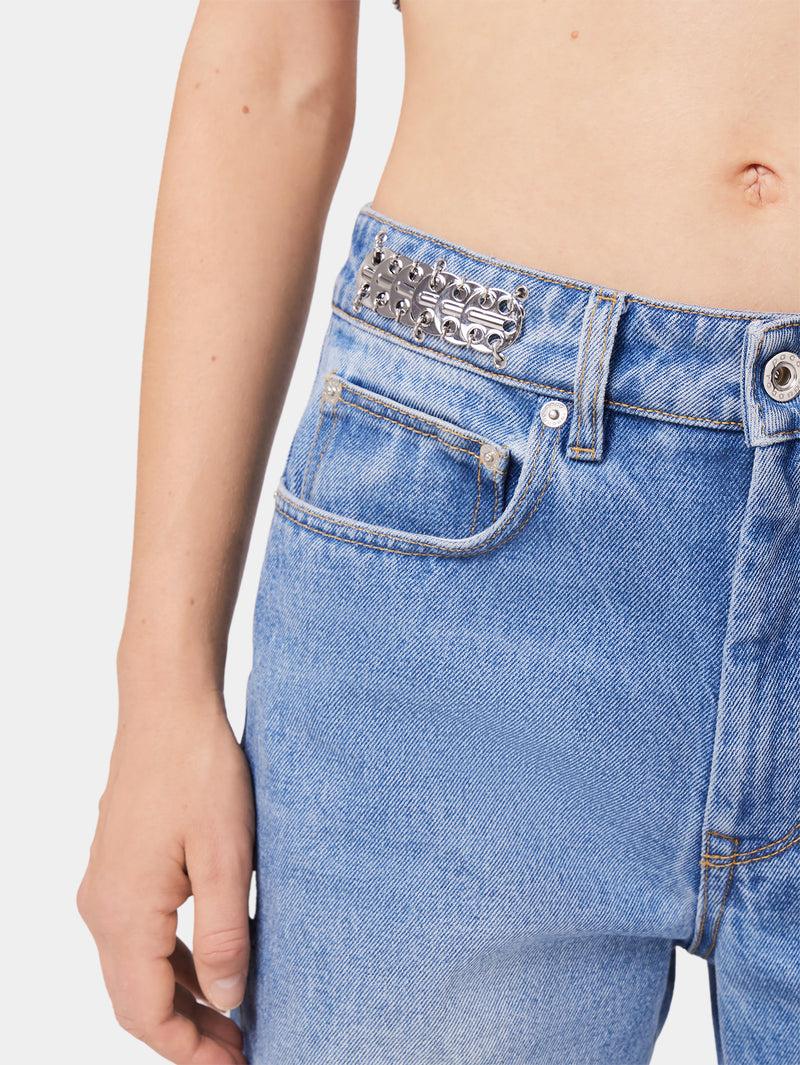 Flared jeans embellished with 1969 discs Product Image